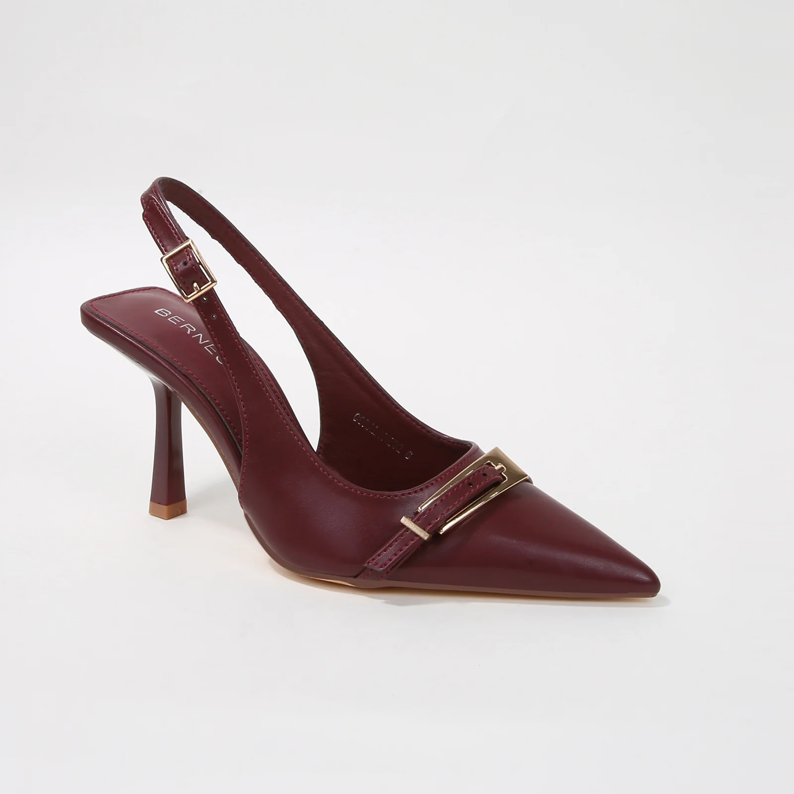 Coraline Vegan Leather Slingback Heels with Gold Buckle - Image 11