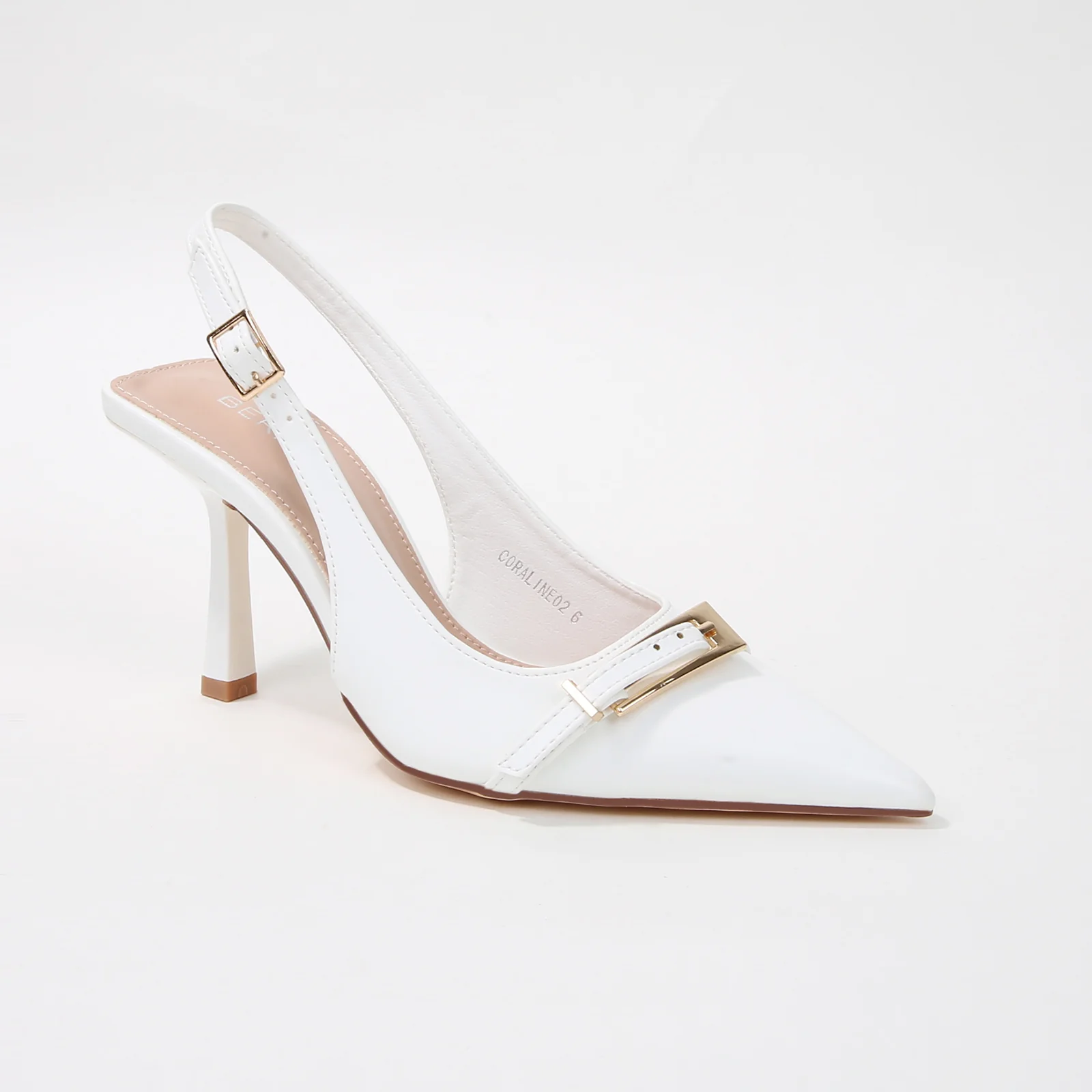 Coraline Vegan Leather Slingback Heels with Gold Buckle - Image 21