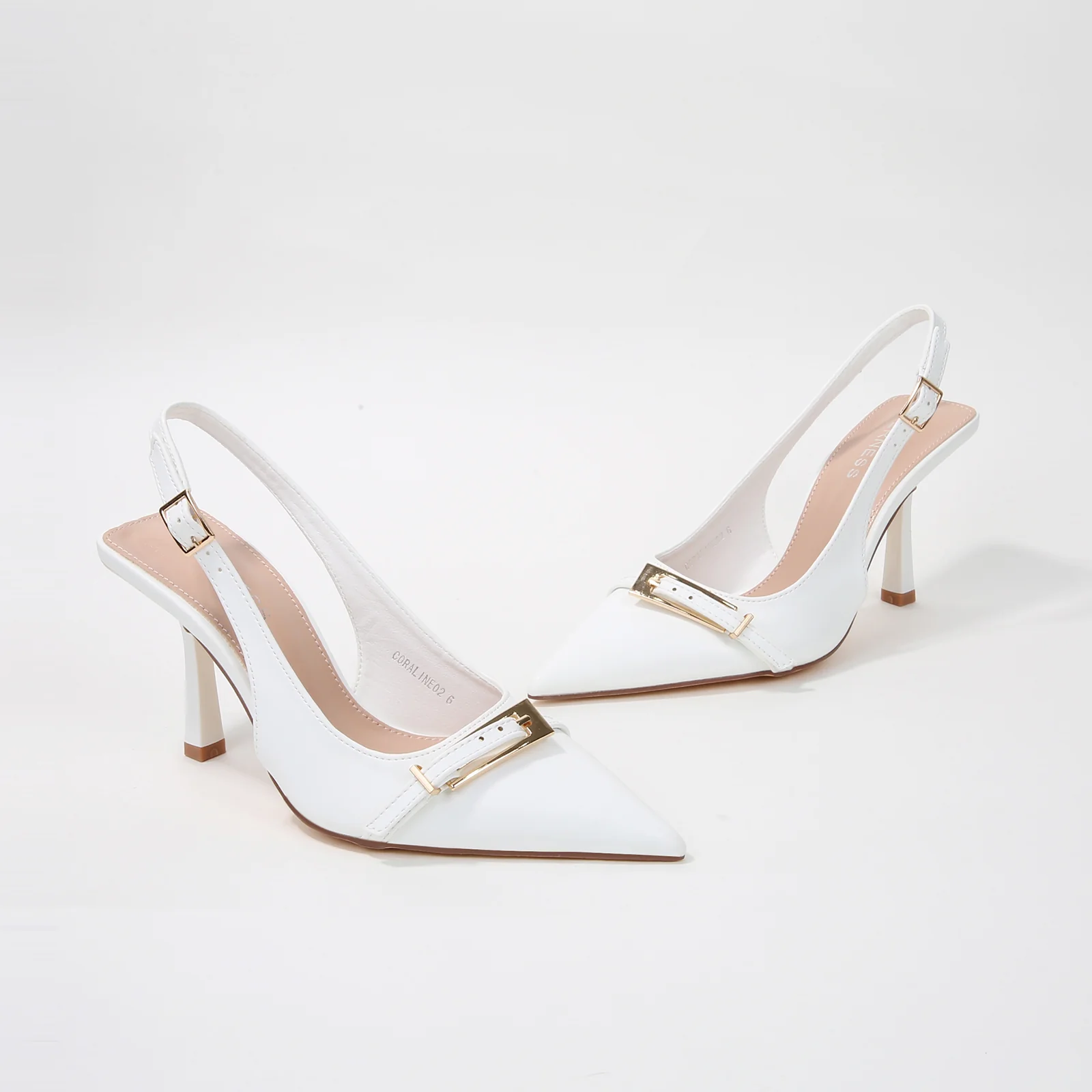 Coraline Vegan Leather Slingback Heels with Gold Buckle - Image 22