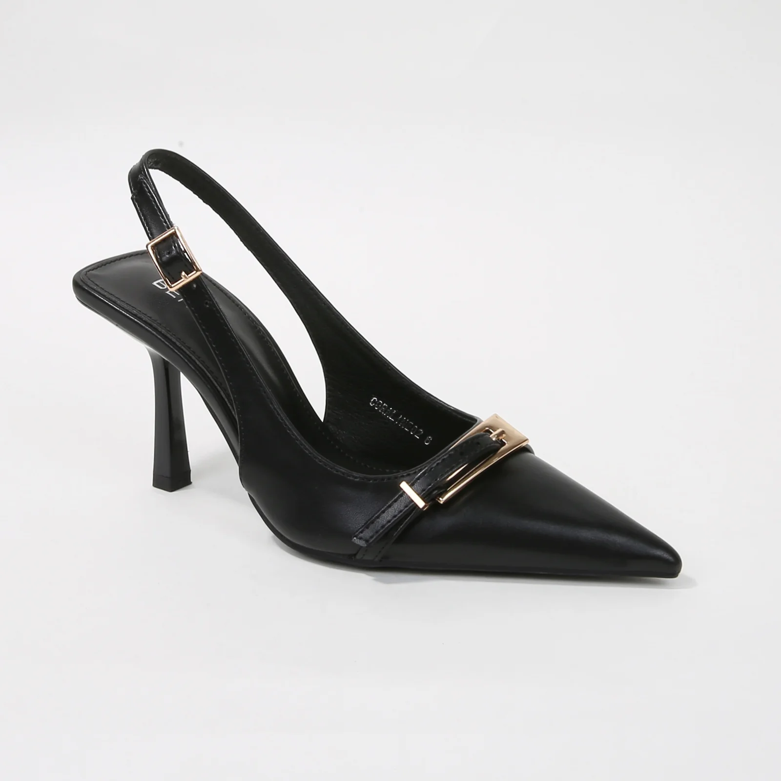 Coraline Vegan Leather Slingback Heels with Gold Buckle - Image 6