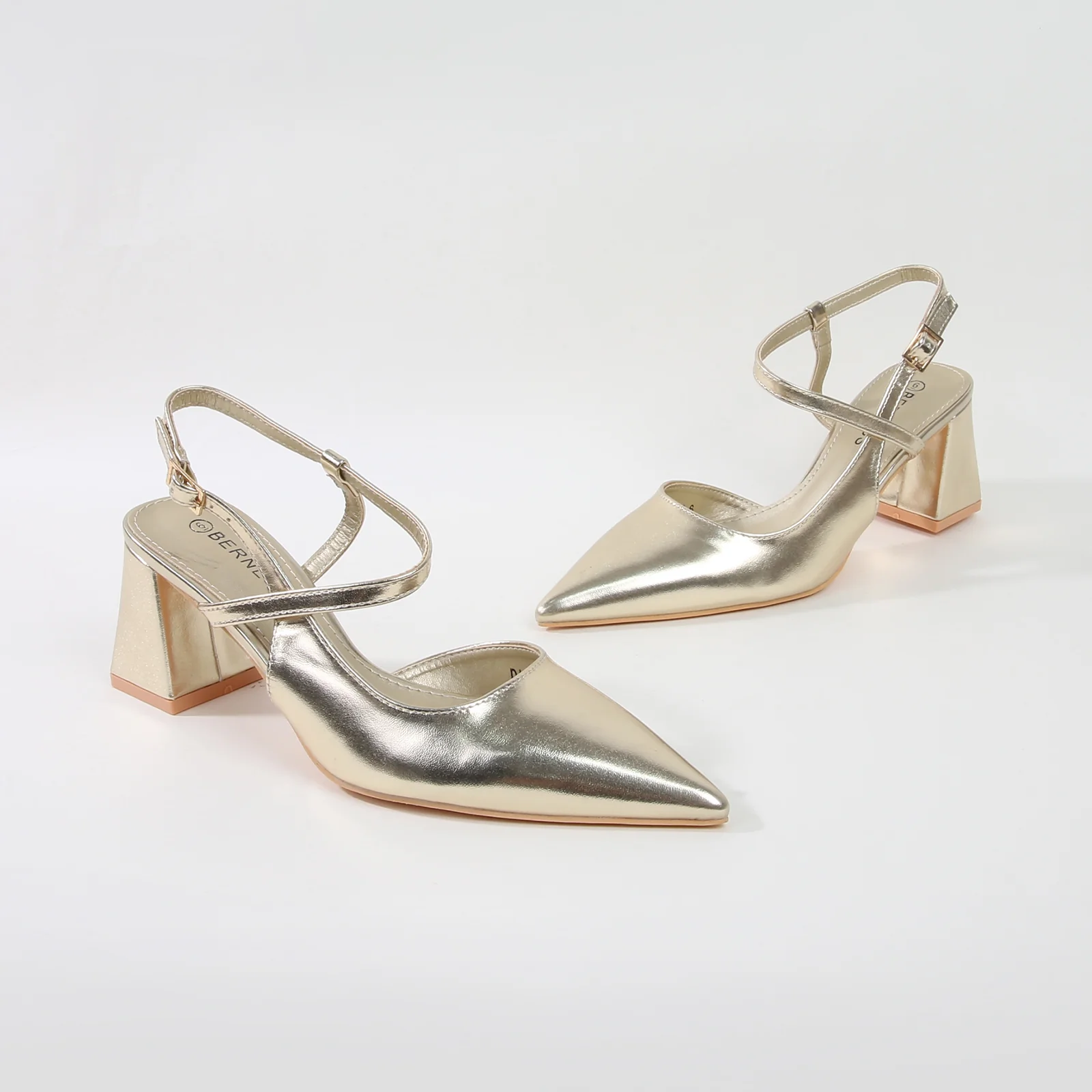 Dani Pointed Toe Ankle Strap Block Pump Heels - Image 10