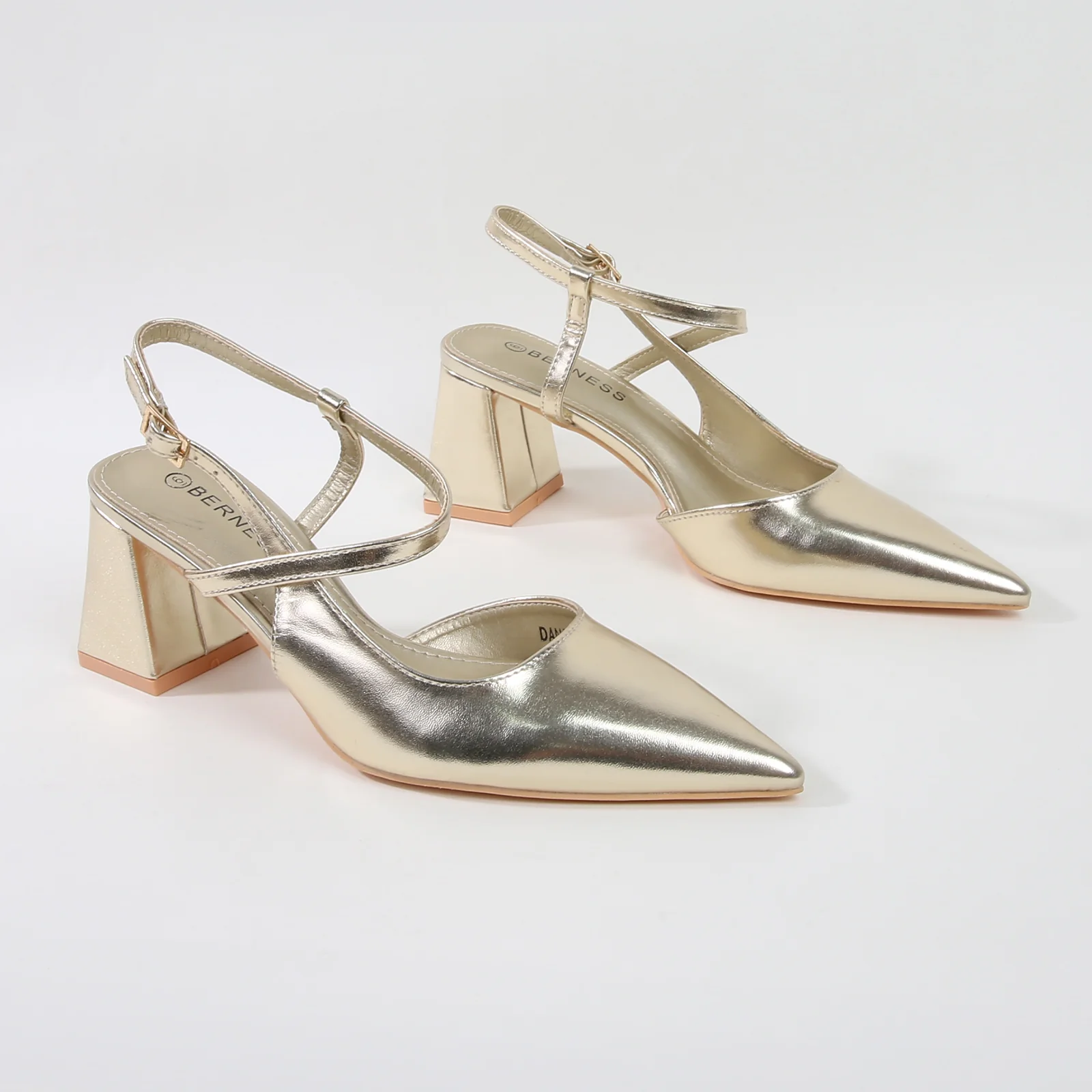 Dani Pointed Toe Ankle Strap Block Pump Heels - Image 11