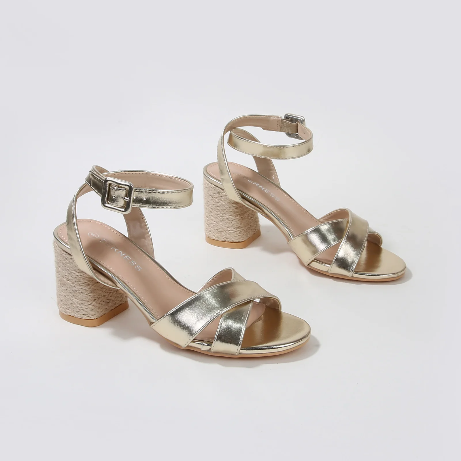 Ebba Metallic Leather Block Heel Sandals - Image 4