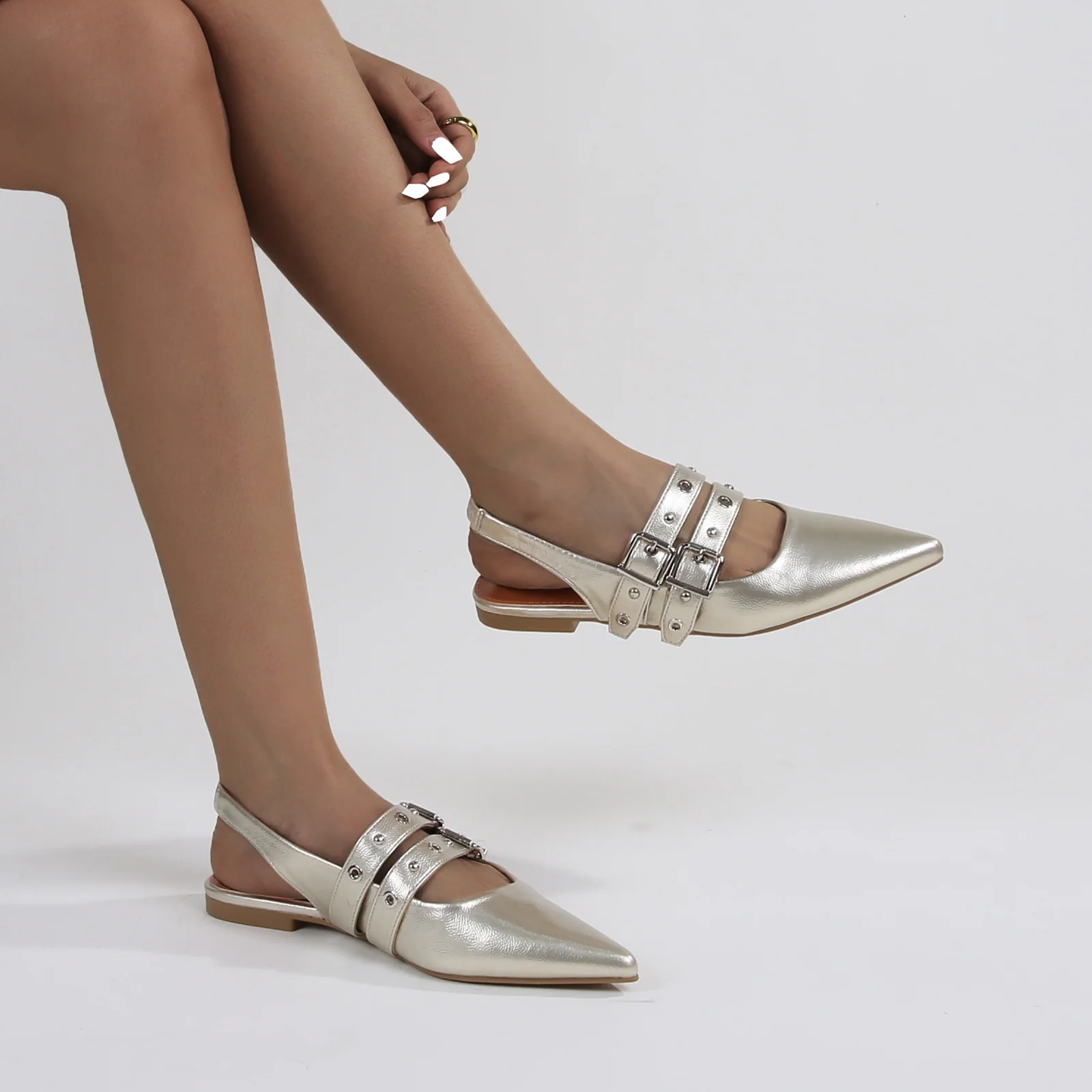 Fabiola Patent Buckle Slingback Flats - Image 19