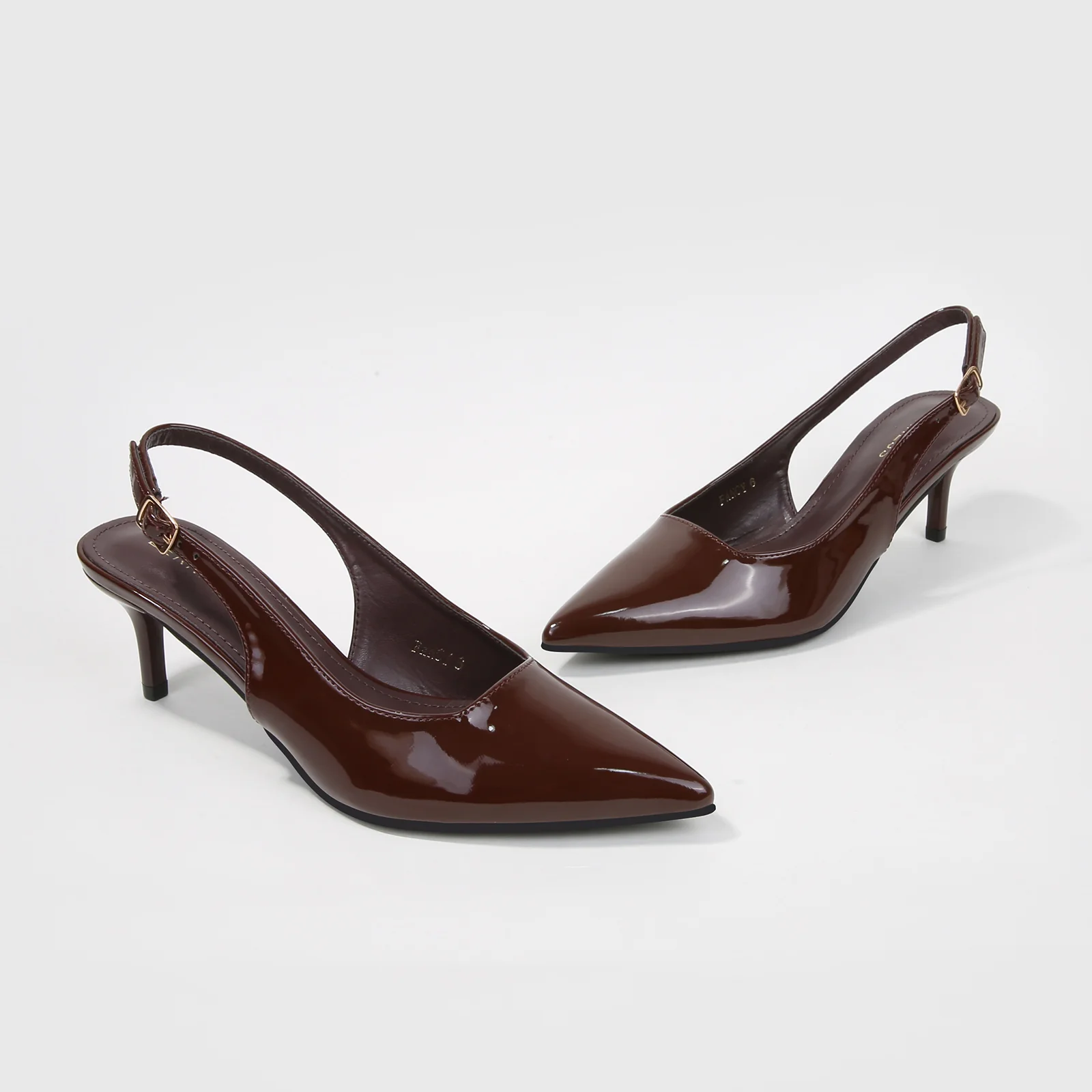 Fancy Patent Leather Slingback Kitten Heels - Image 12