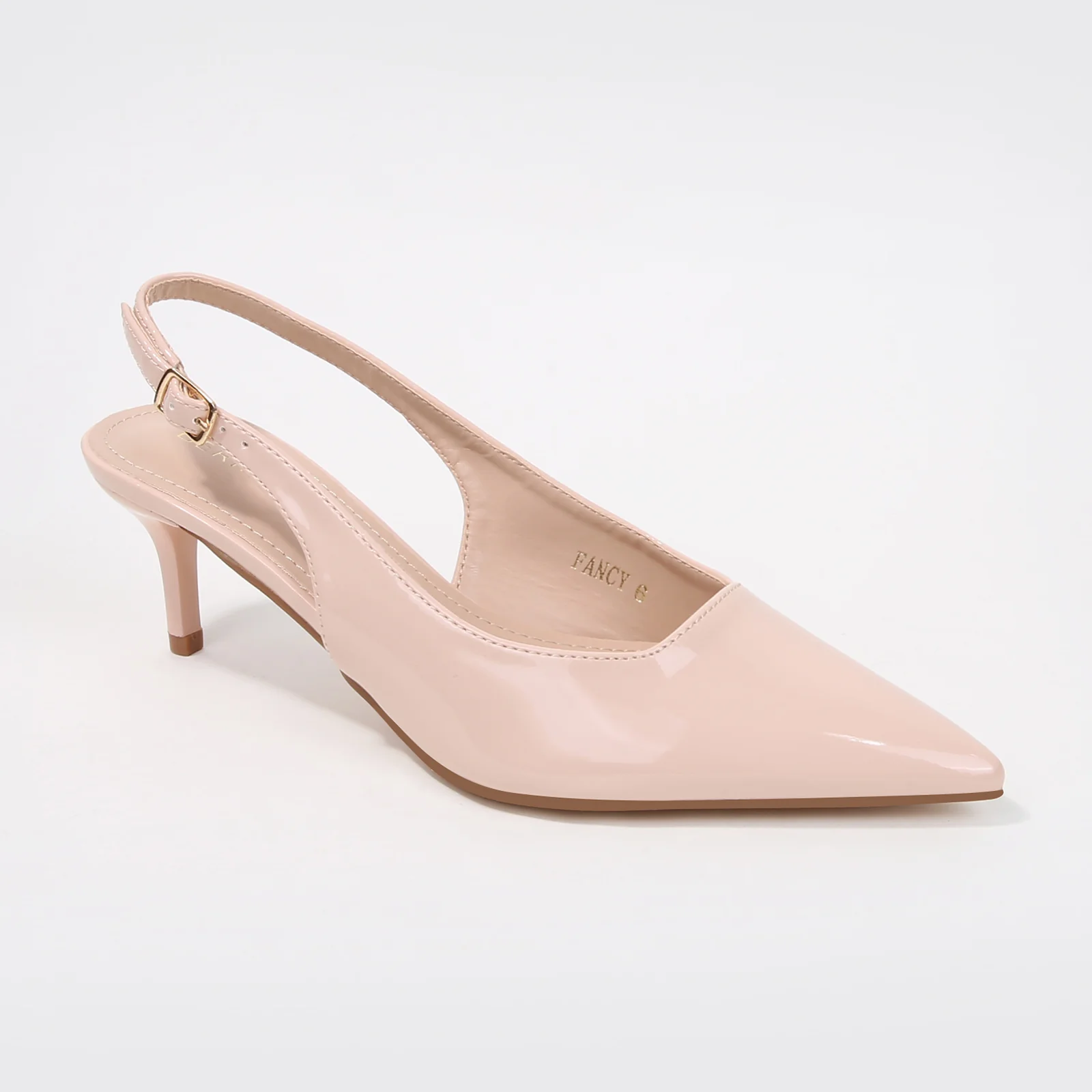 Fancy Patent Leather Slingback Kitten Heels - Image 6