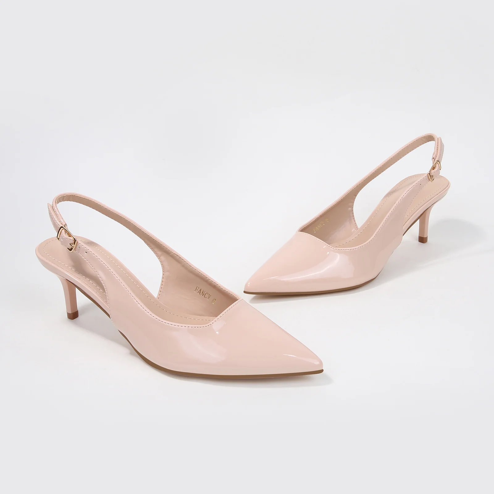 Fancy Patent Leather Slingback Kitten Heels - Image 7