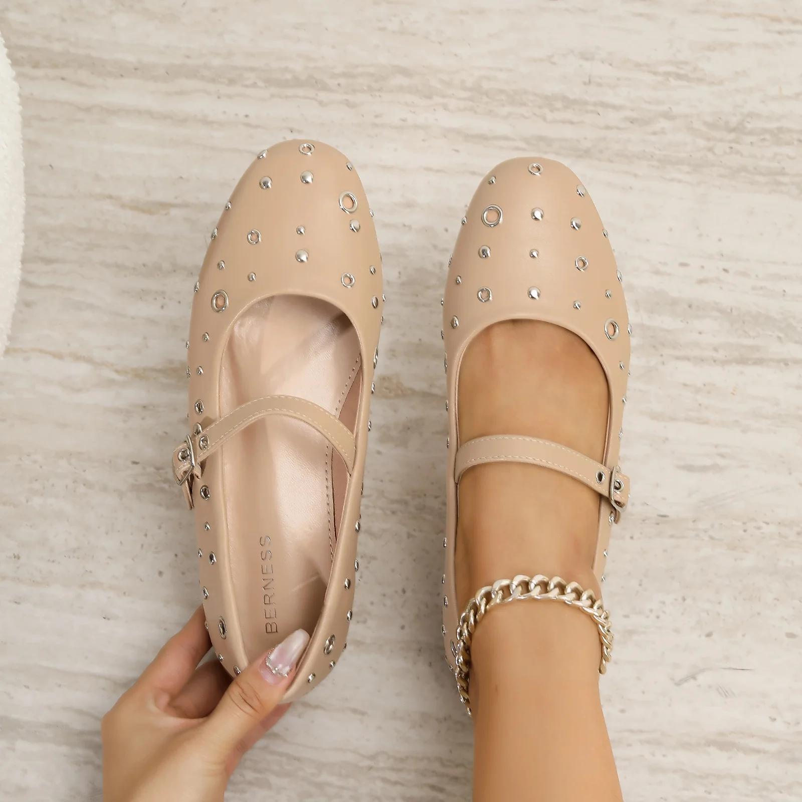Felicity Studded Mary Jane Flats - Image 3