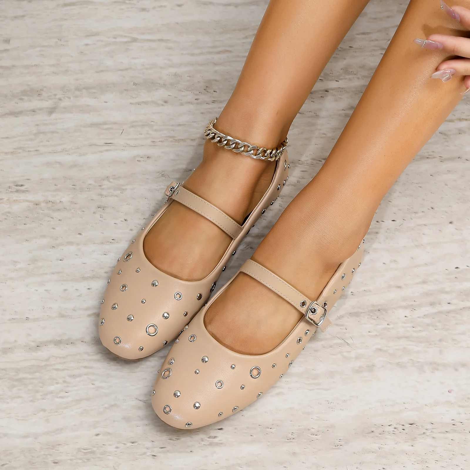 Felicity Studded Mary Jane Flats - Image 5