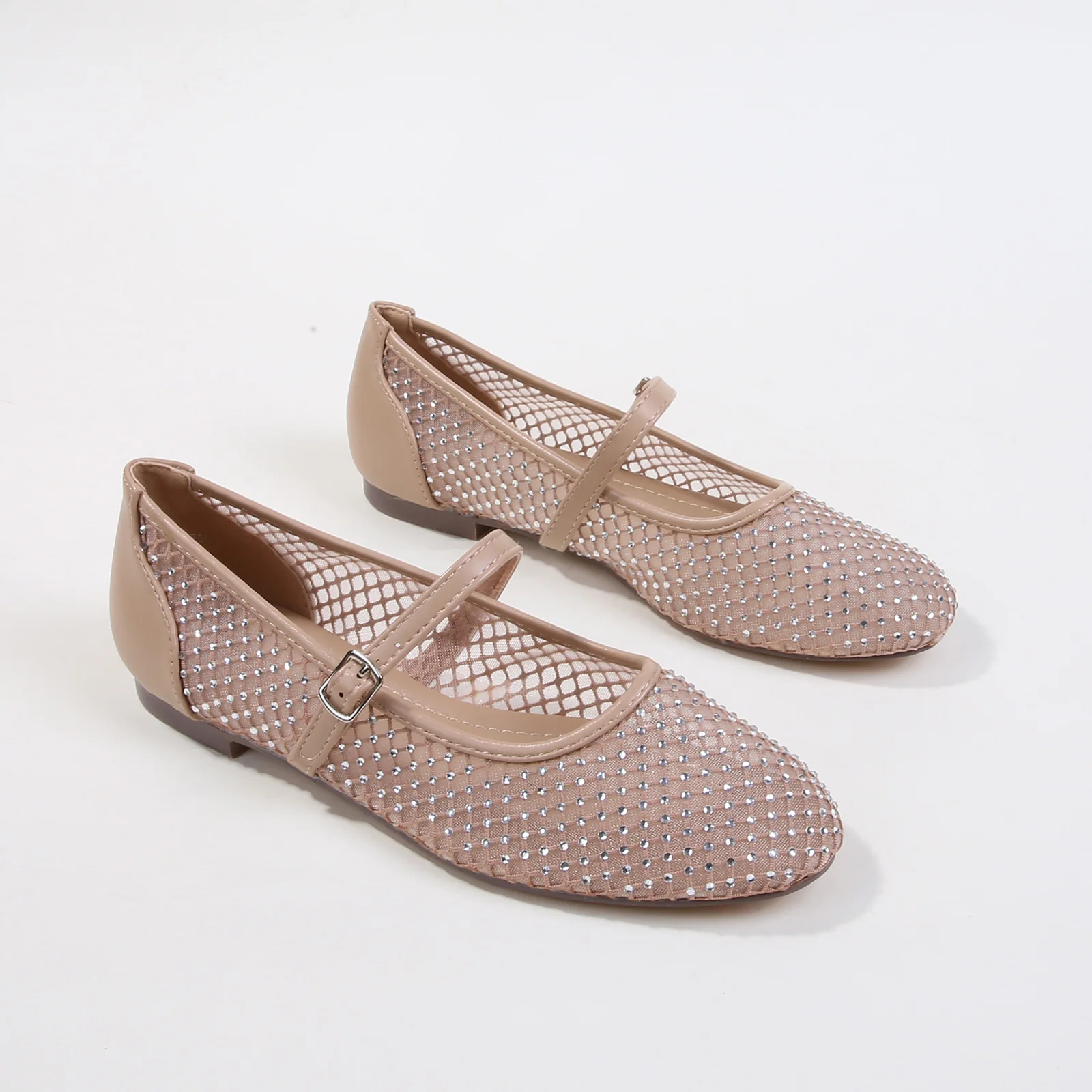 Freda Rhinestone Mesh Mary Jane Flats - Image 7