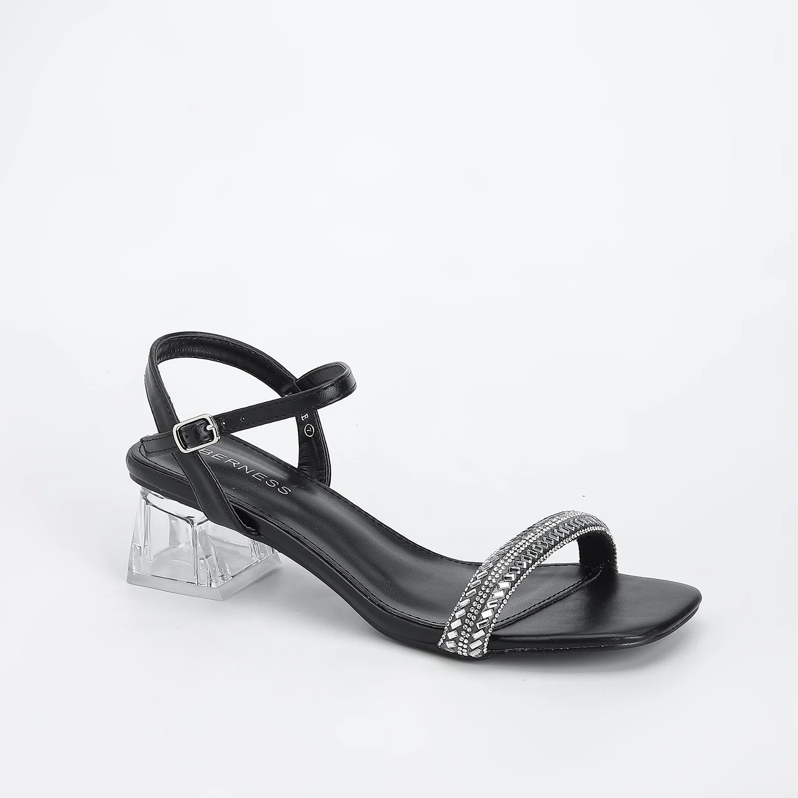 Hallie Rhinestone Clear Block Heel Sandals - Image 13