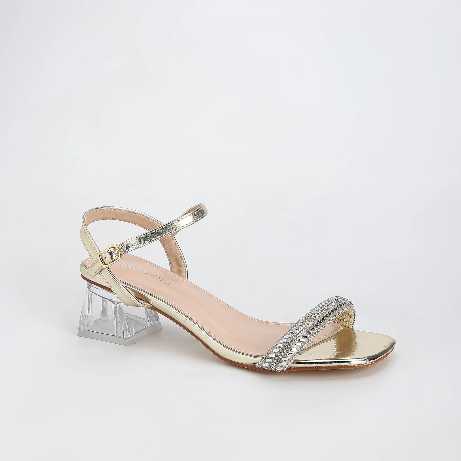 Hallie Rhinestone Clear Block Heel Sandals - Image 6
