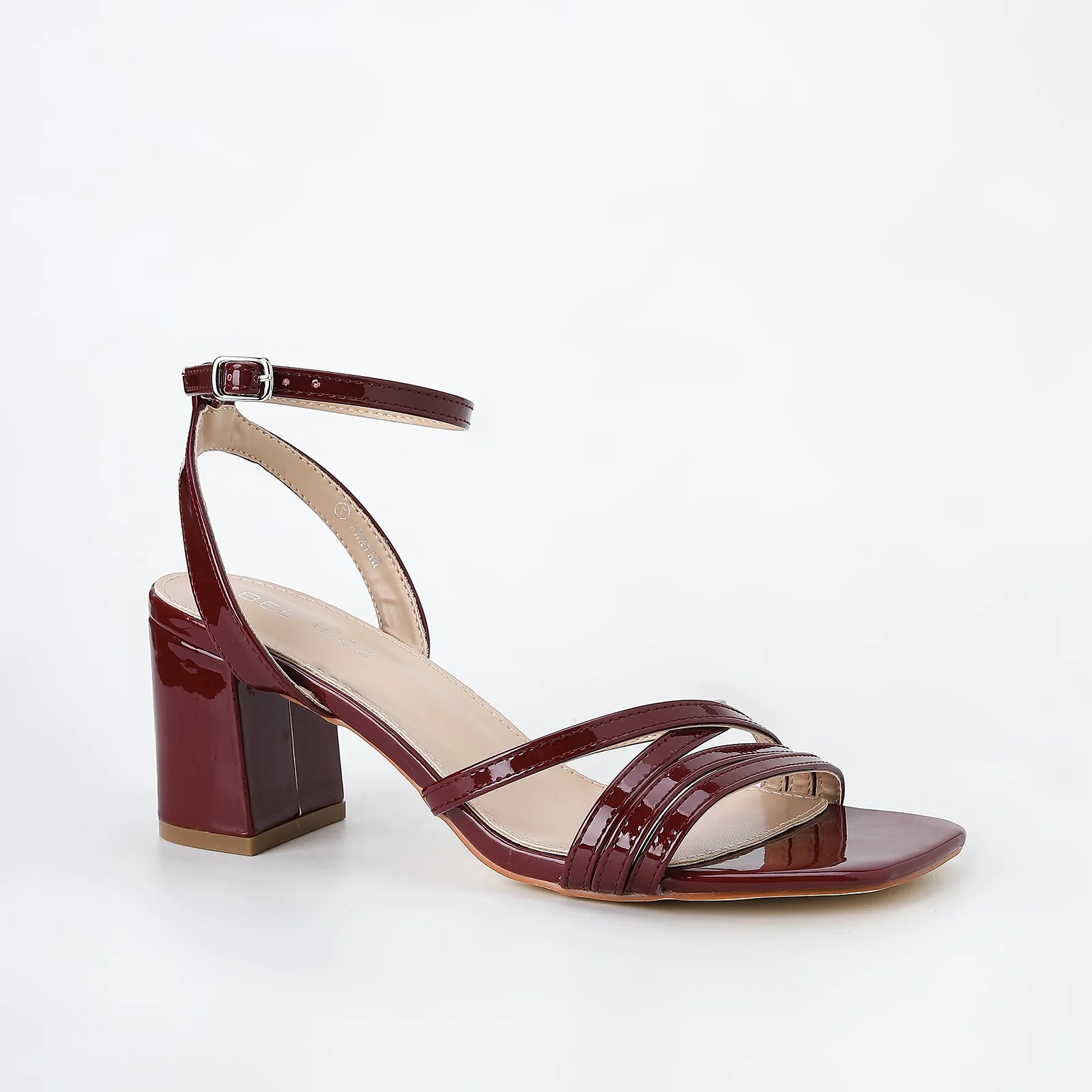 Havana Glossy Strappy Block Heels - Image 11