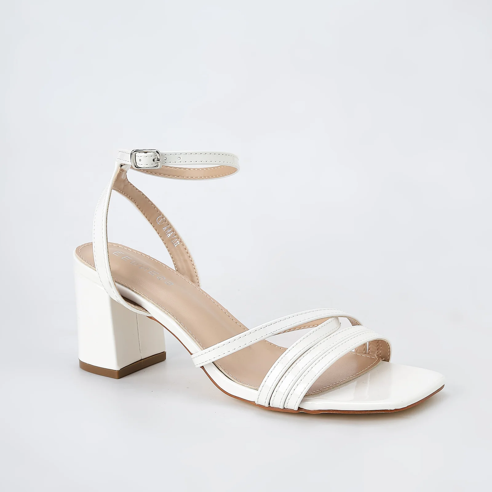 Havana Glossy Strappy Block Heels - Image 26