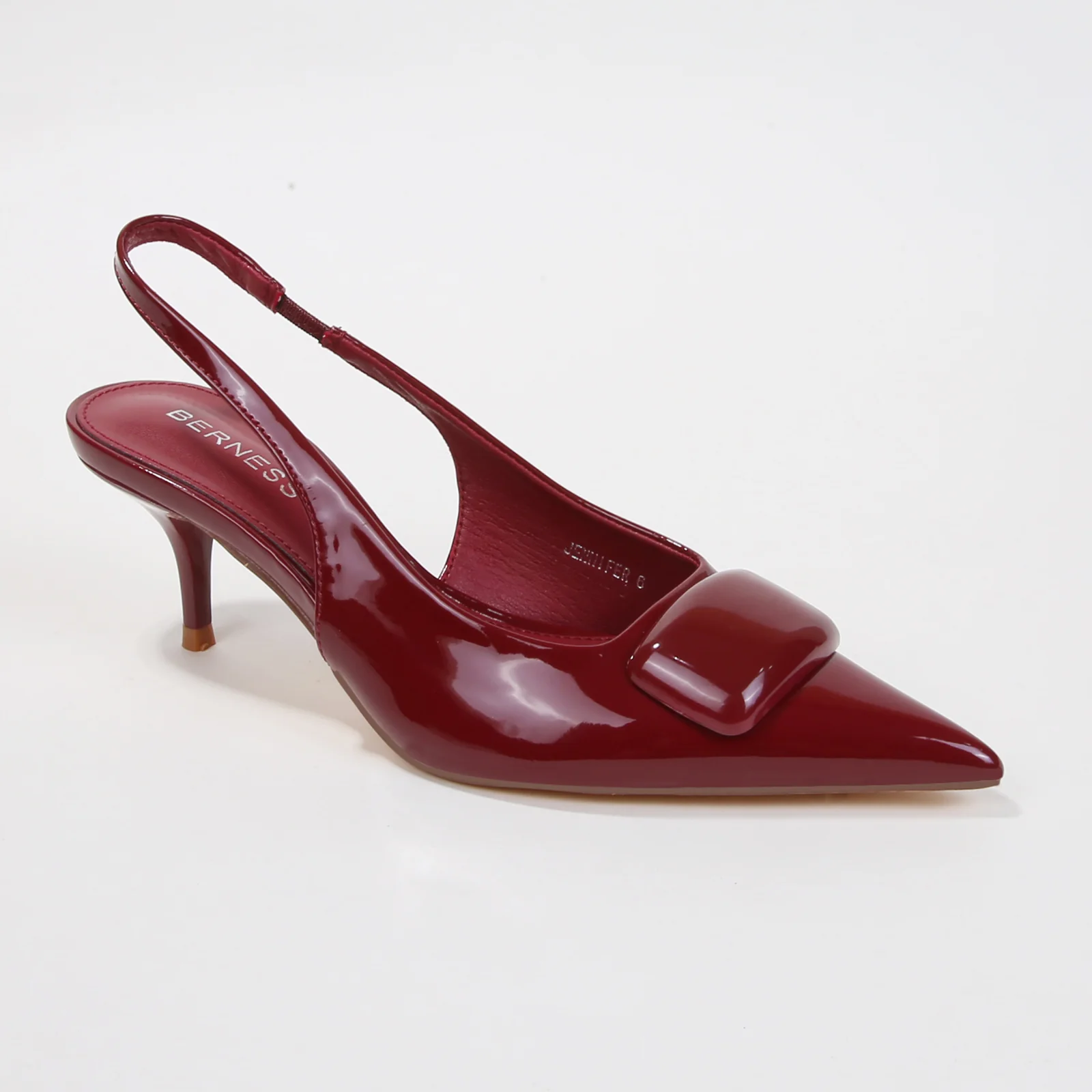 Jennifer Patent Slingback Kitten Heels with Geometric Embellishment - Image 17