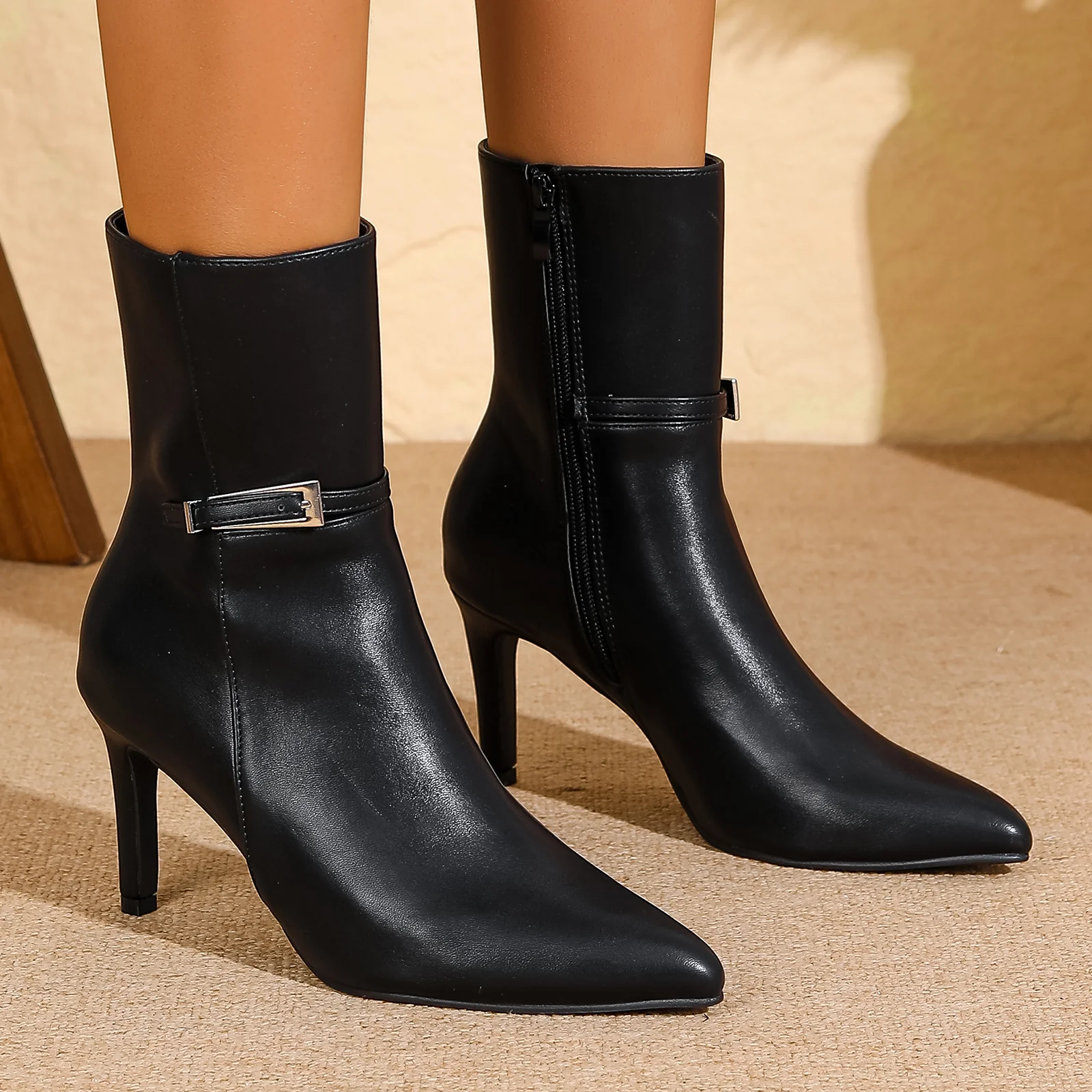 Kairi Buckle Detail Ankle Boots - Image 9