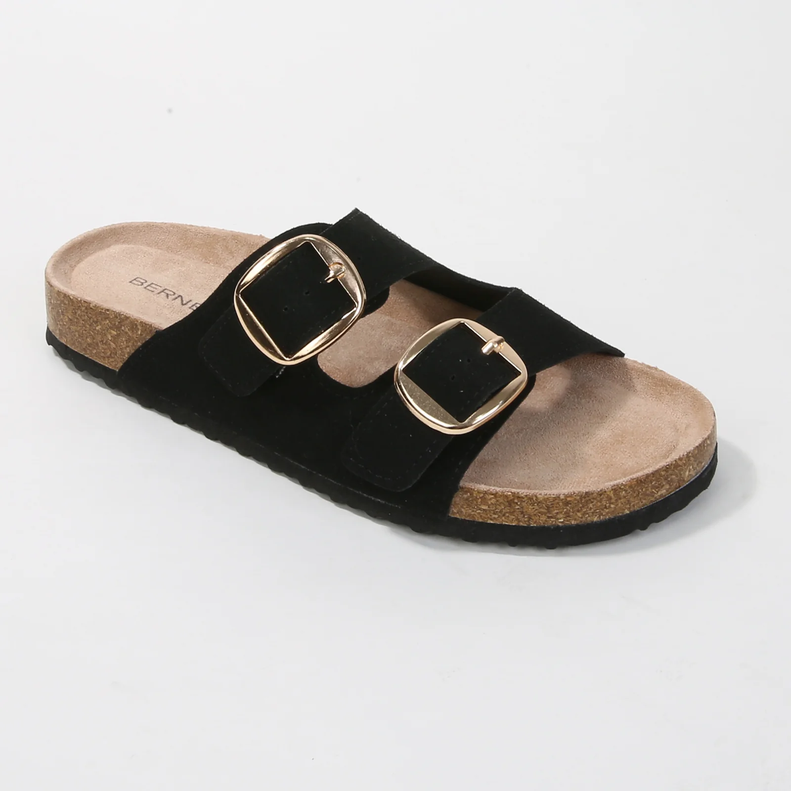 Karen Double Buckle Suede Slide Sandals - Image 14