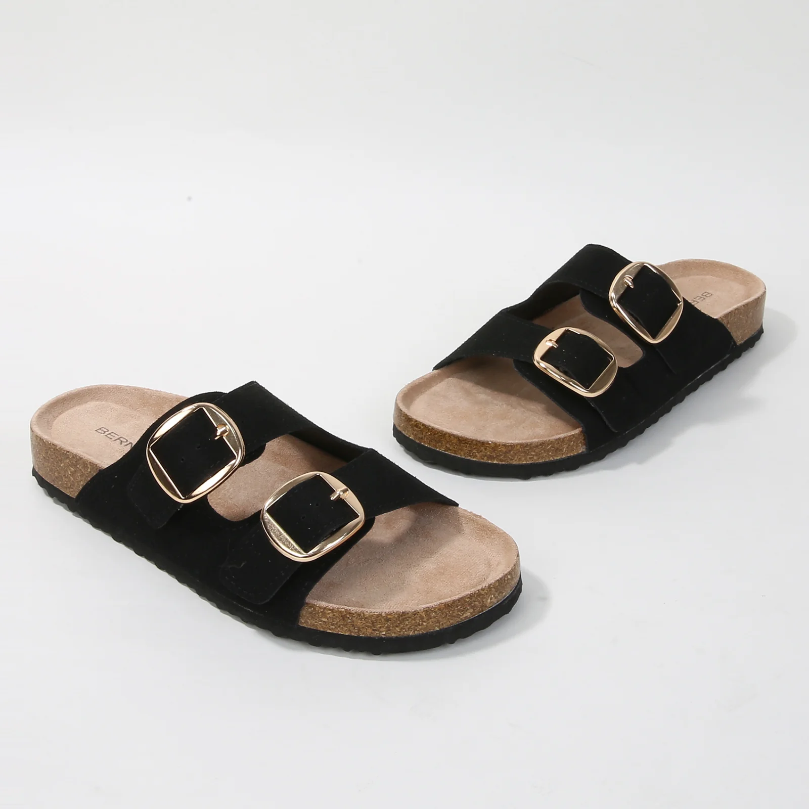 Karen Double Buckle Suede Slide Sandals - Image 15