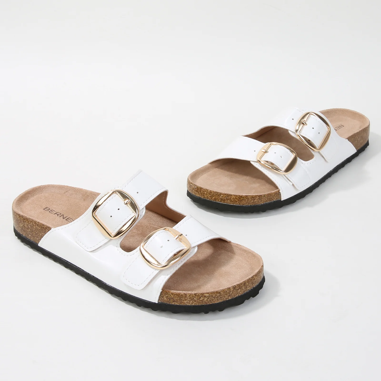 Karen Double Buckle Suede Slide Sandals - Image 19