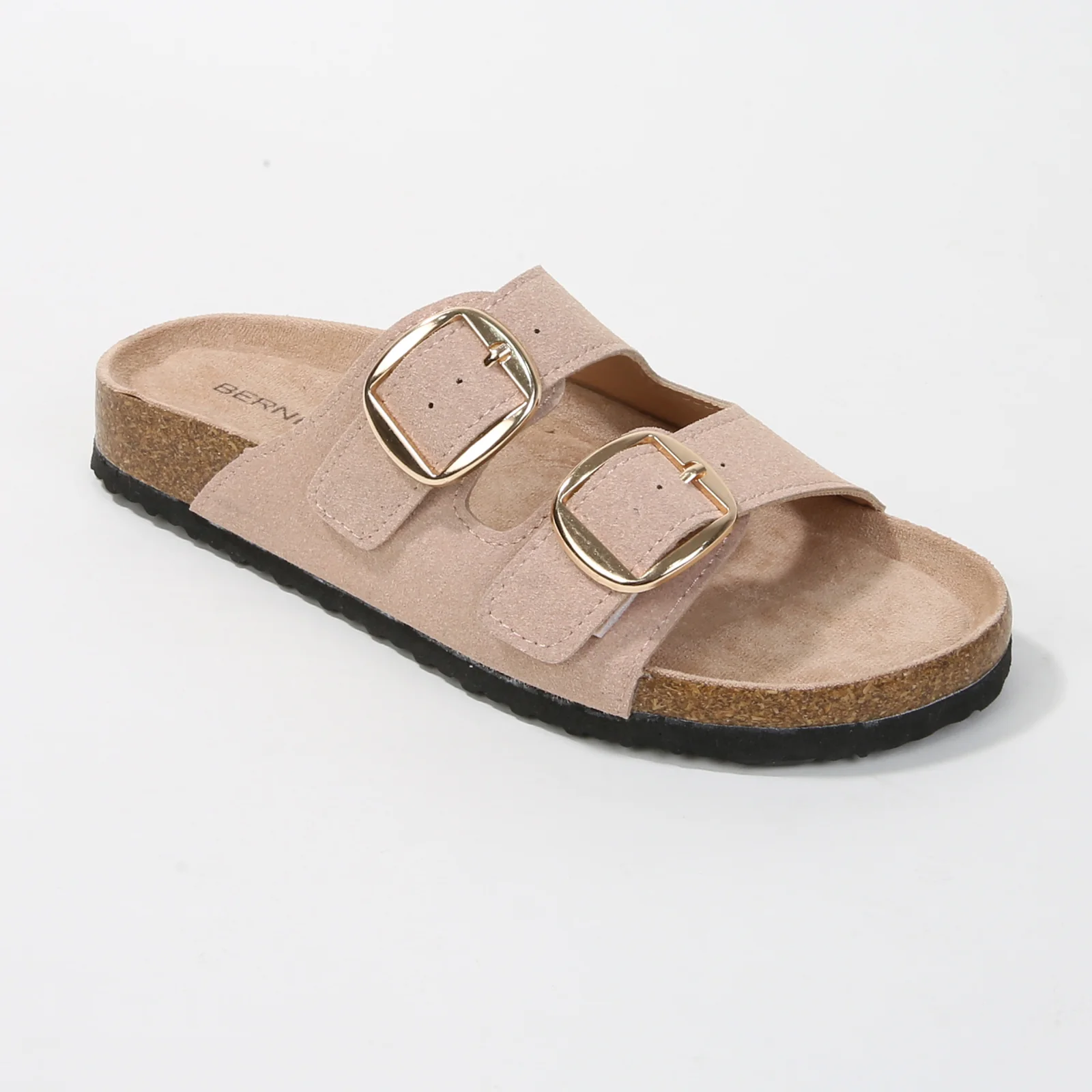 Karen Double Buckle Suede Slide Sandals - Image 6