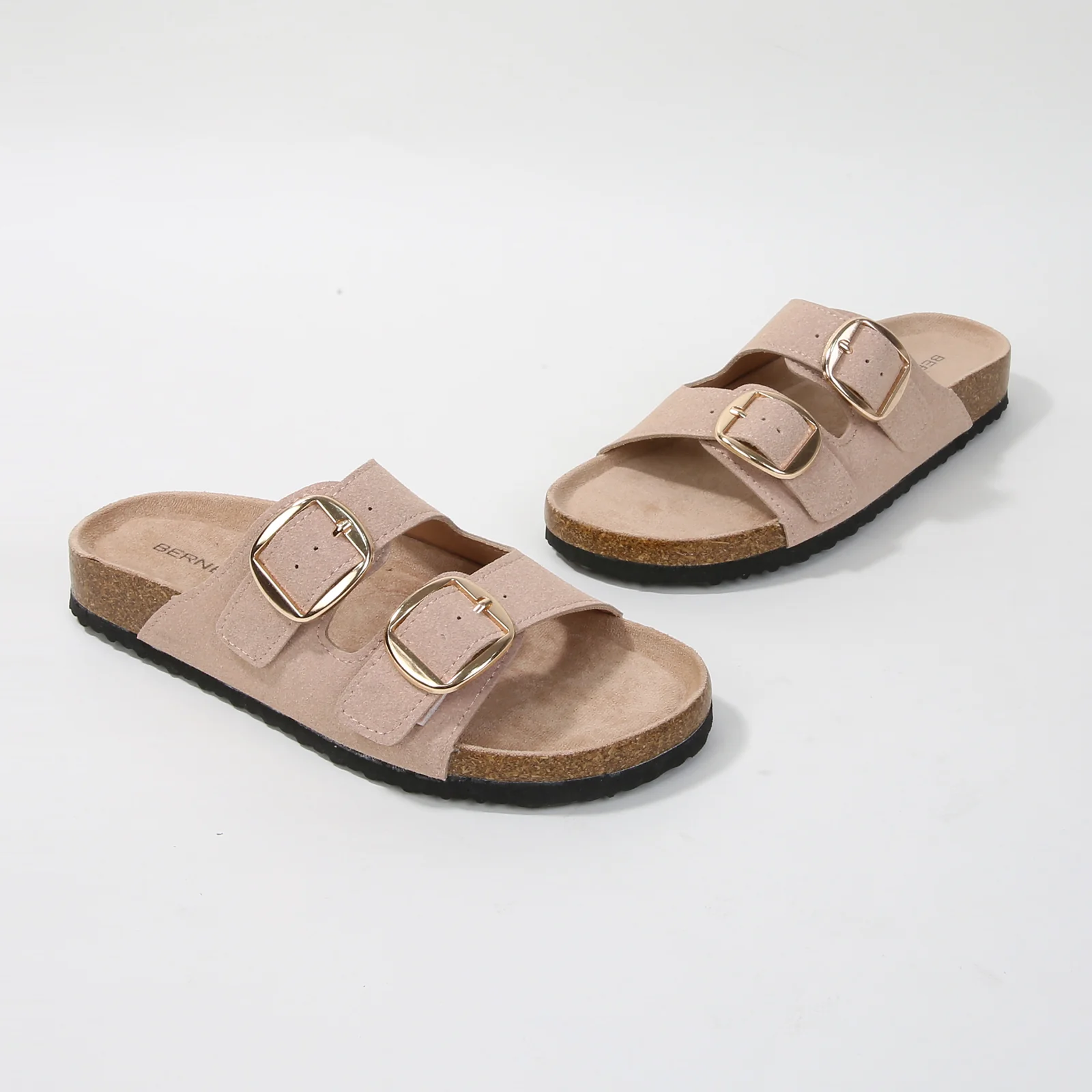 Karen Double Buckle Suede Slide Sandals - Image 7