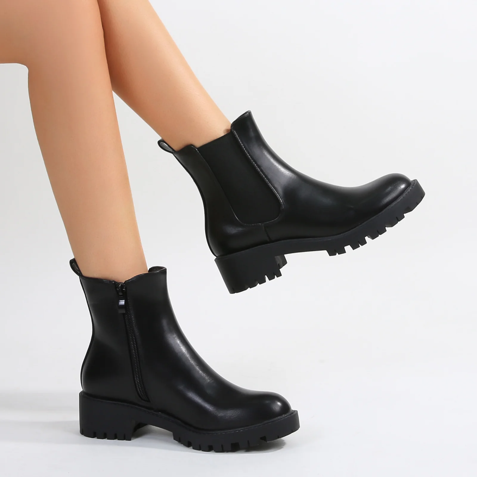 Kaya Faux Leather Chelsea Ankle Boots - Image 9