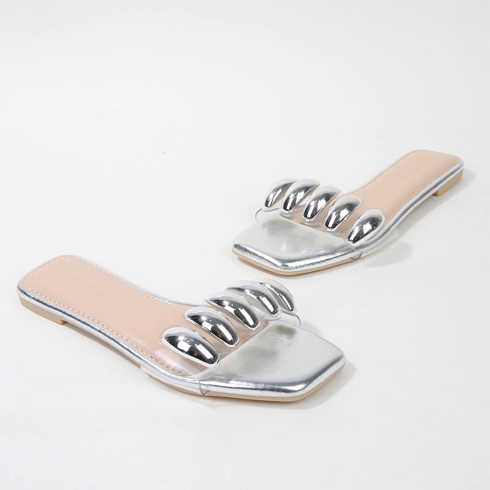 Kiki Embellished Clear Strap Slide Sandals - Image 8