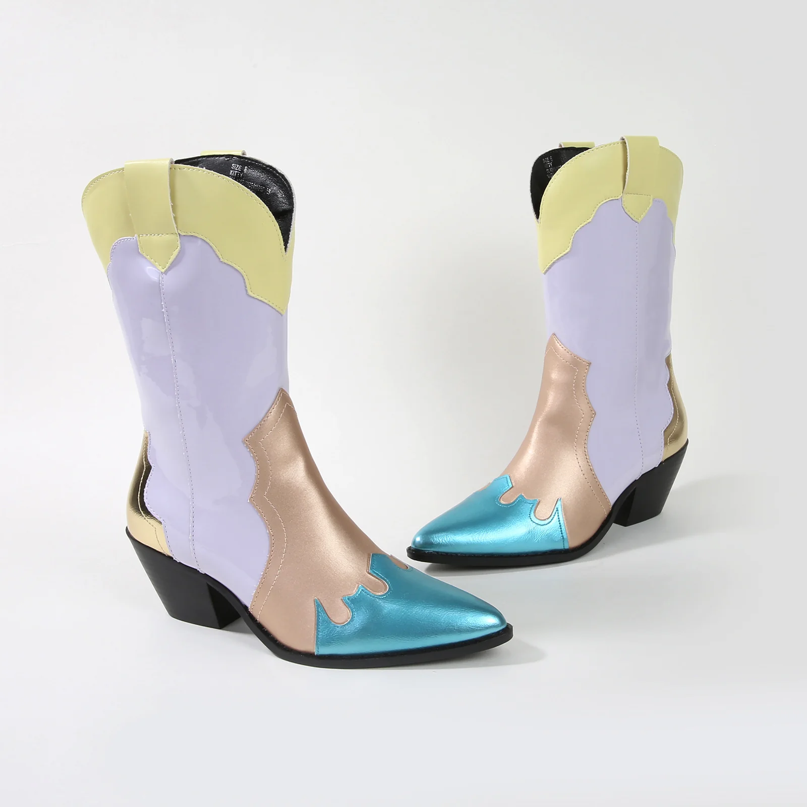 Kitty Metallic Cowboy Ankle Boots - Image 10