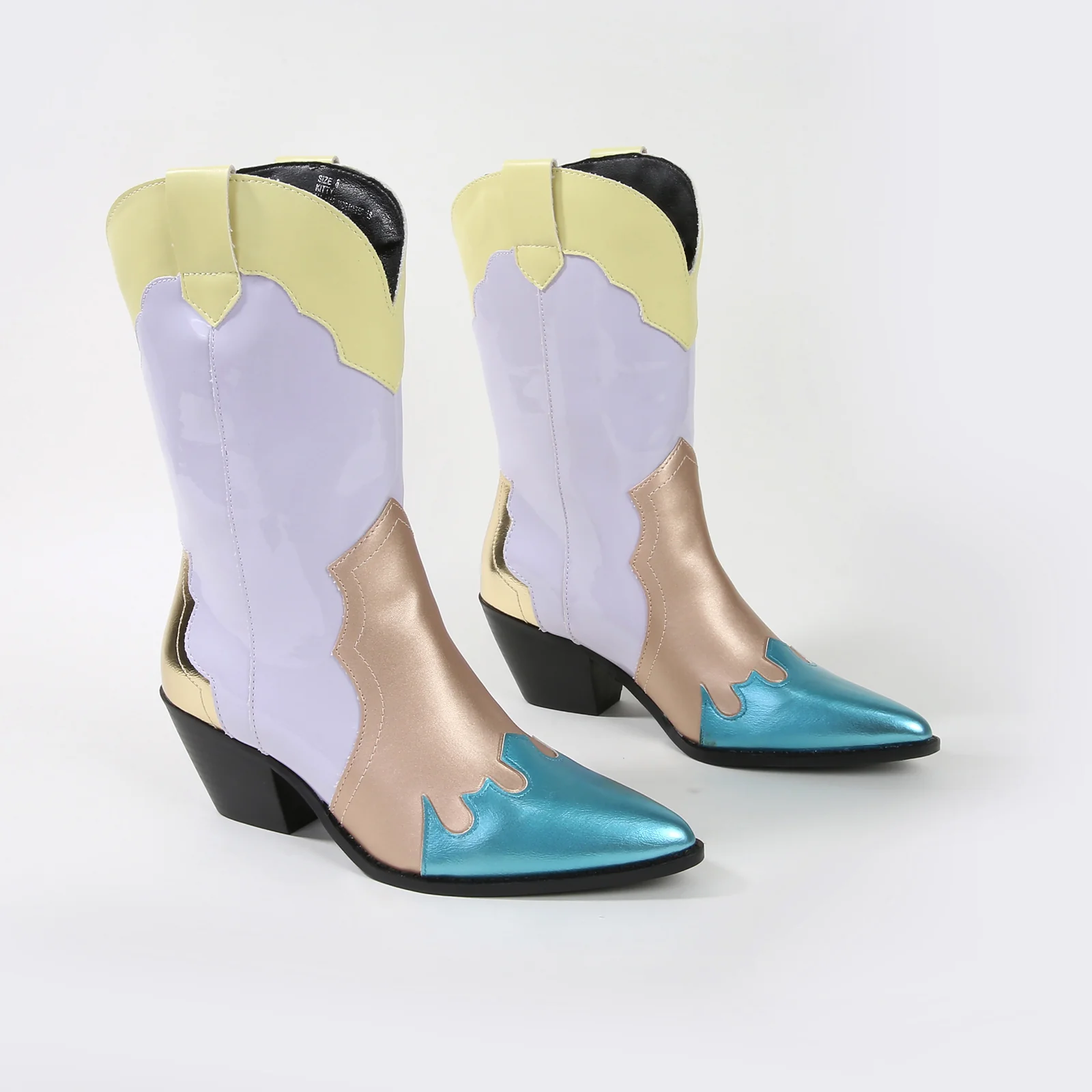 Kitty Metallic Cowboy Ankle Boots - Image 11