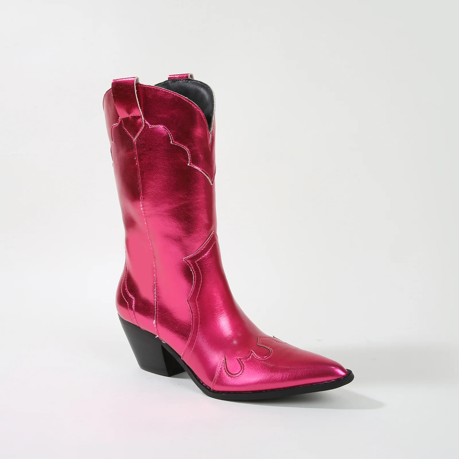 Kitty Metallic Cowboy Ankle Boots - Image 15