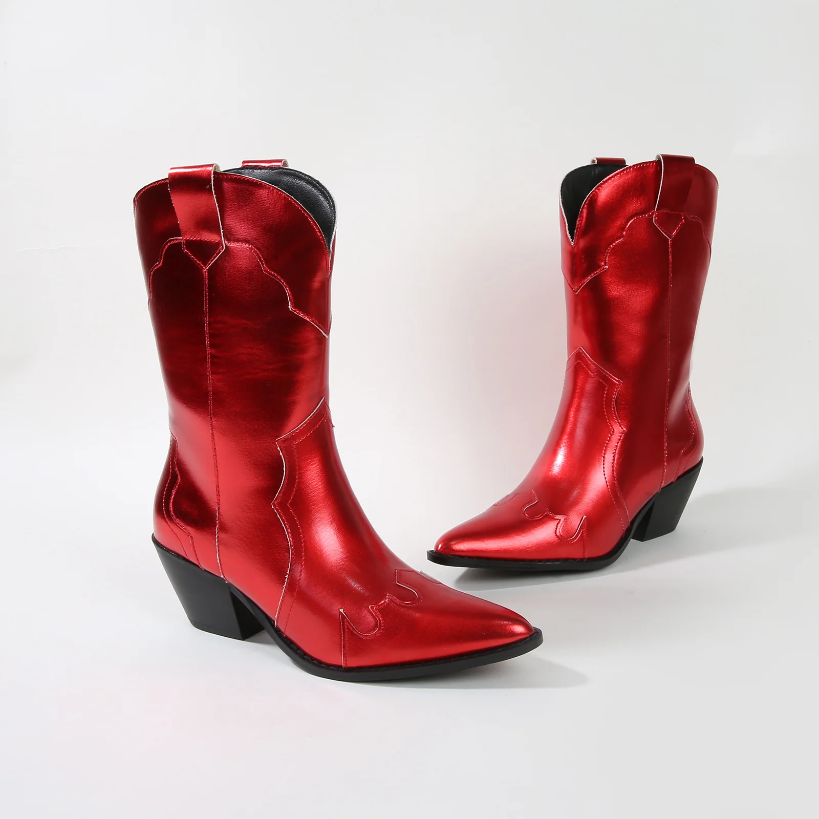 Kitty Metallic Cowboy Ankle Boots - Image 27