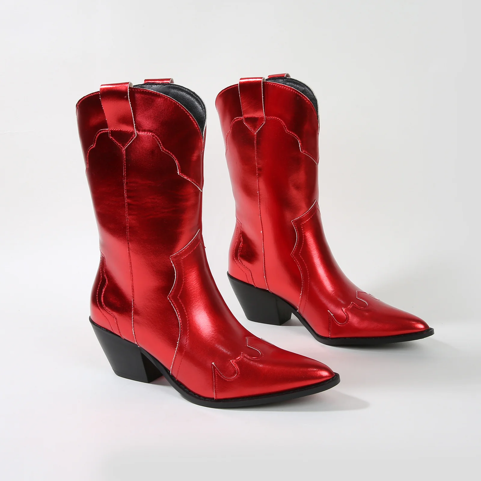 Kitty Metallic Cowboy Ankle Boots - Image 28