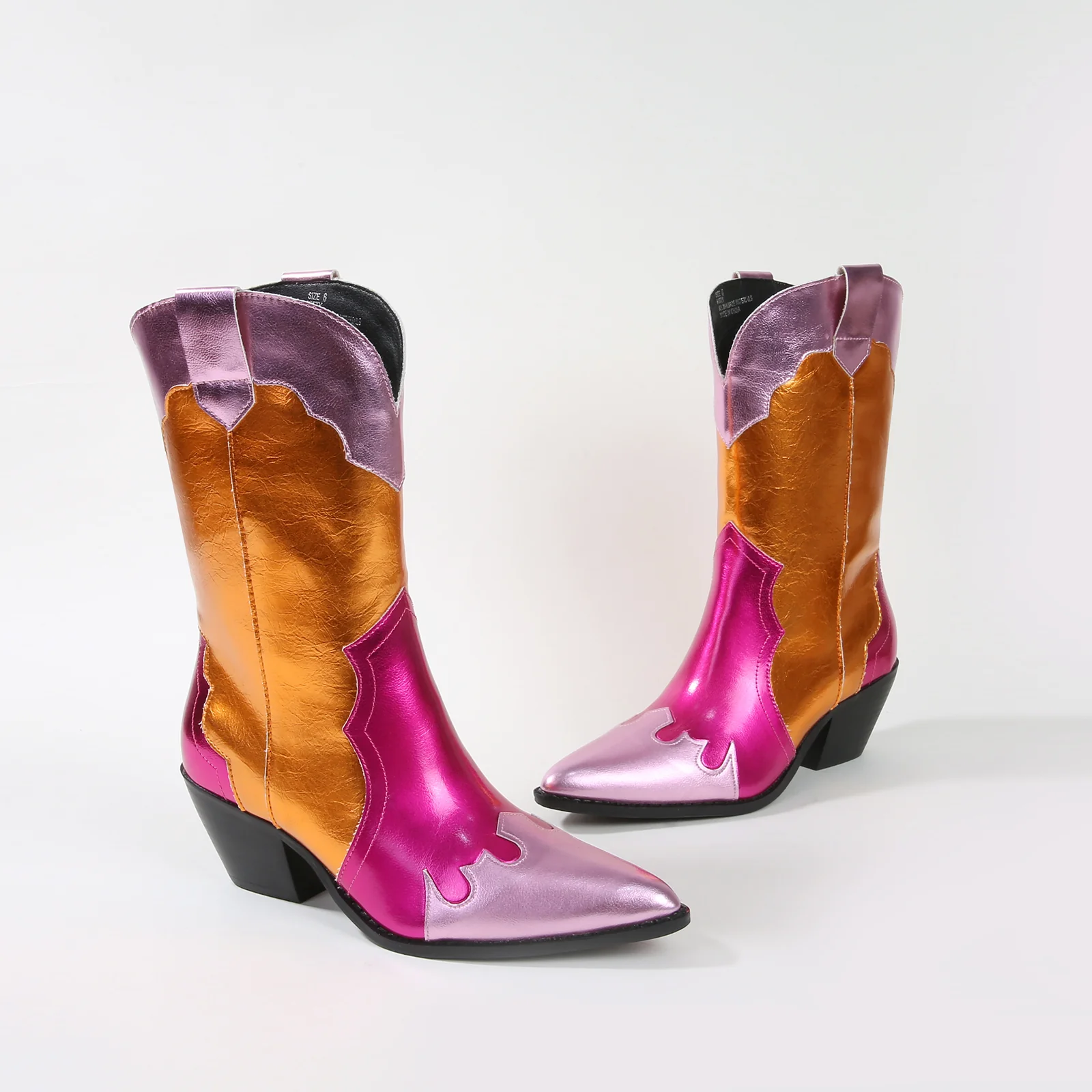 Kitty Metallic Cowboy Ankle Boots - Image 3