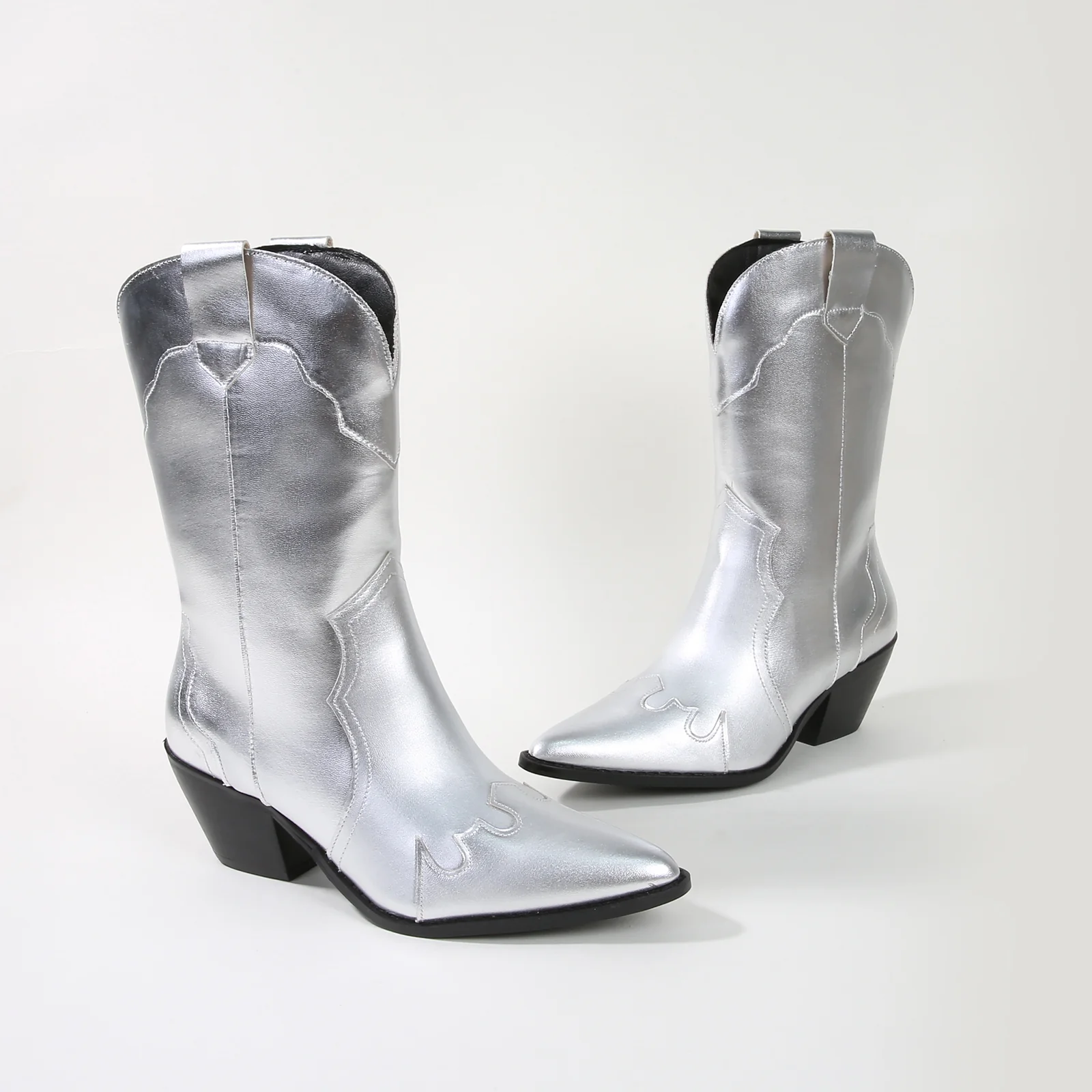 Kitty Metallic Cowboy Ankle Boots - Image 32