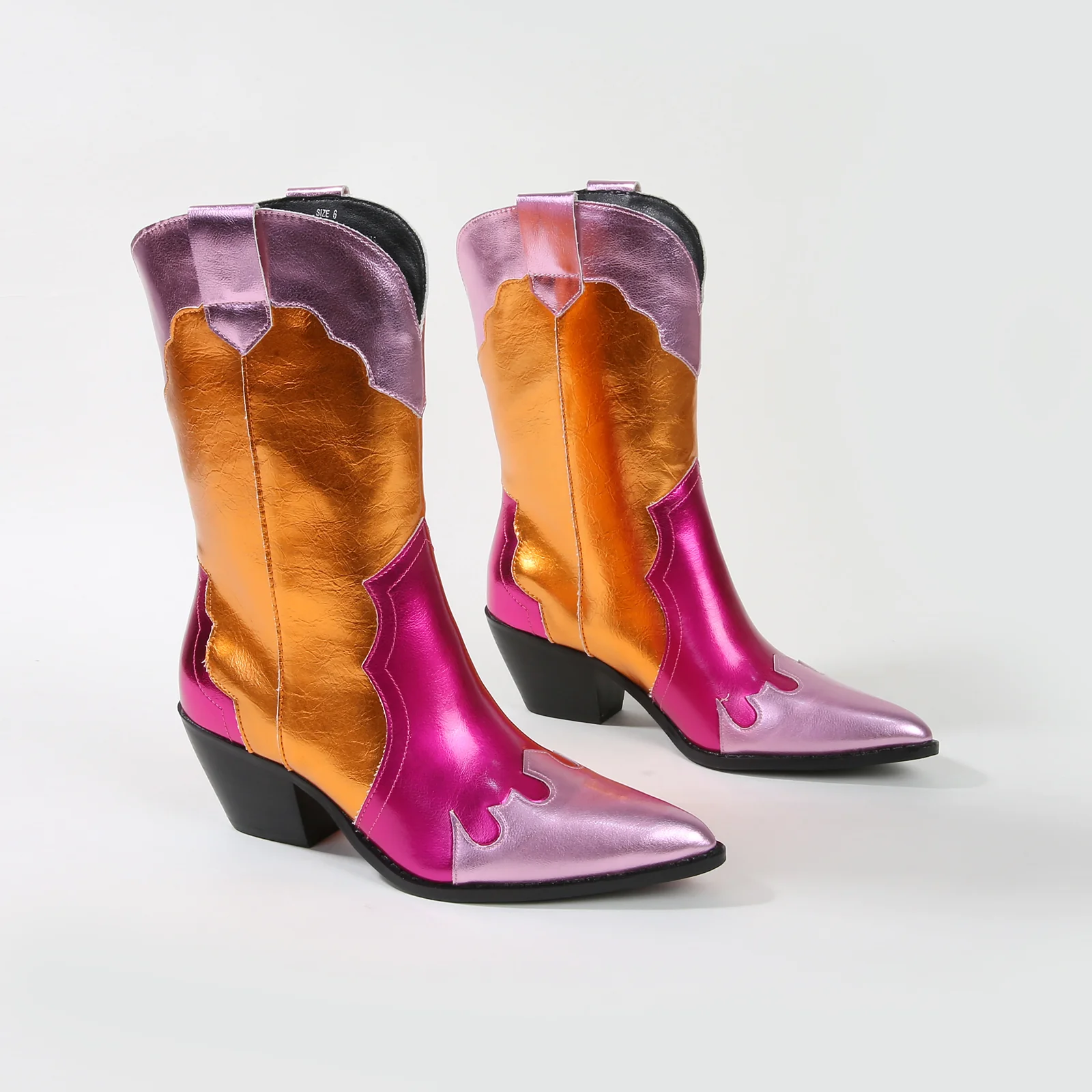Kitty Metallic Cowboy Ankle Boots - Image 4