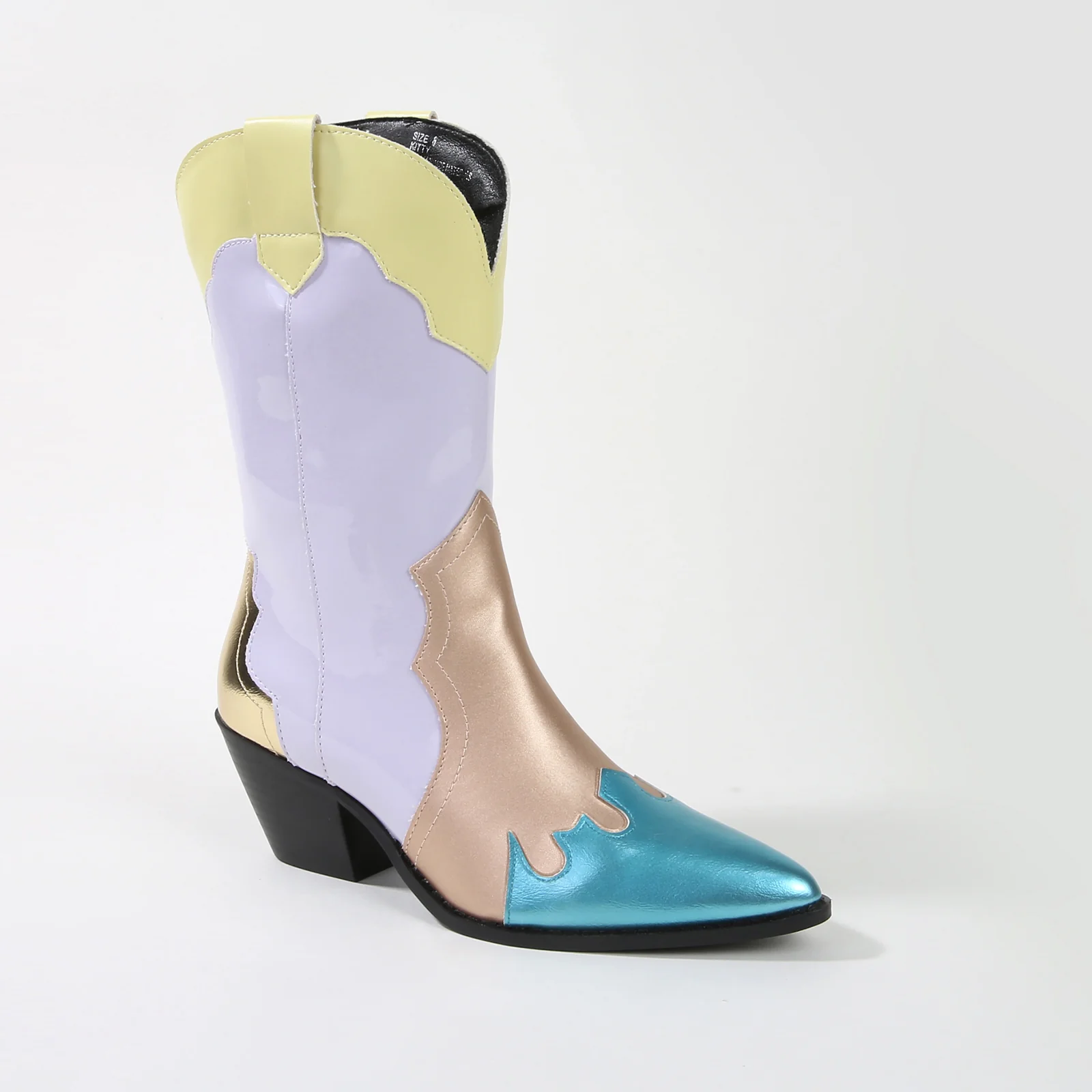 Kitty Metallic Cowboy Ankle Boots - Image 9