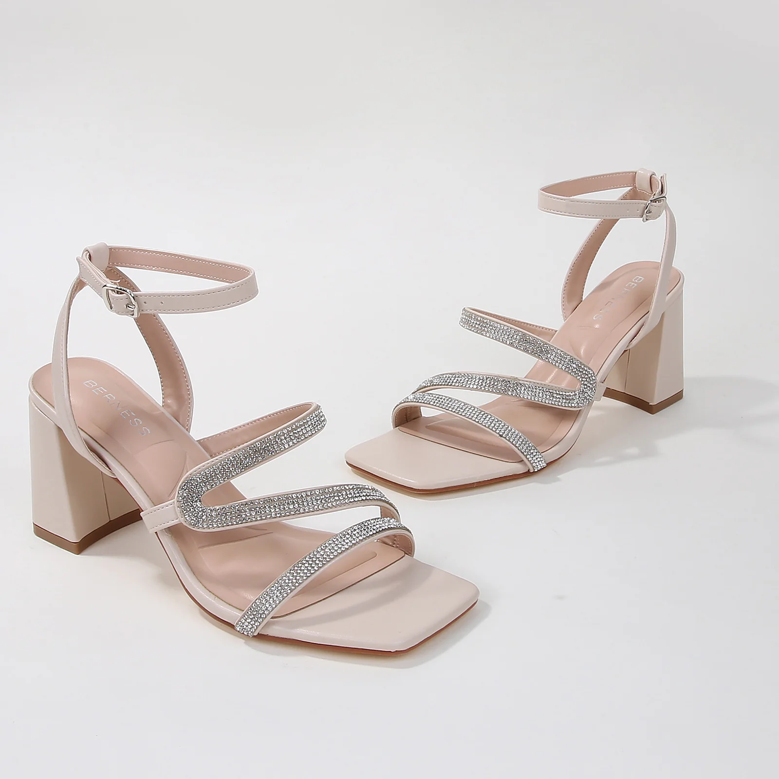 Lilia Rhinestone Ankle Strap Block Heels - Image 17