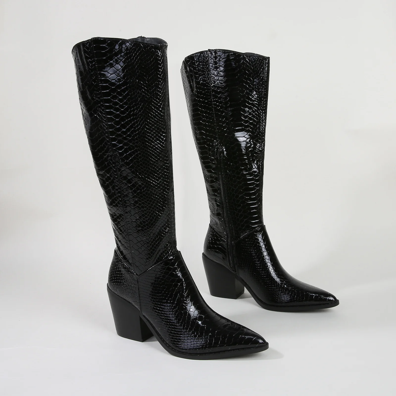 Lilibeth Metallic Snake Print Cowboy Boots - Image 4