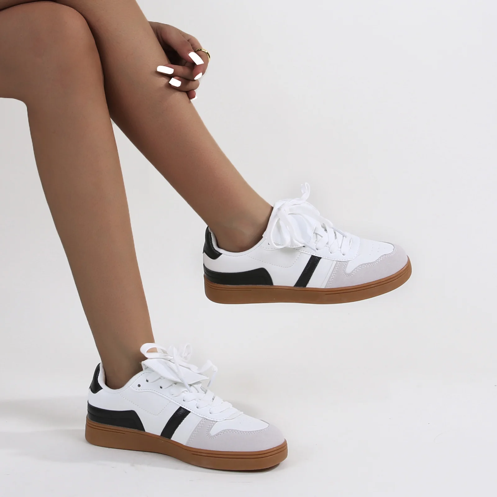Lupita Folded Tongue Gum Sole Sneakers - Image 4