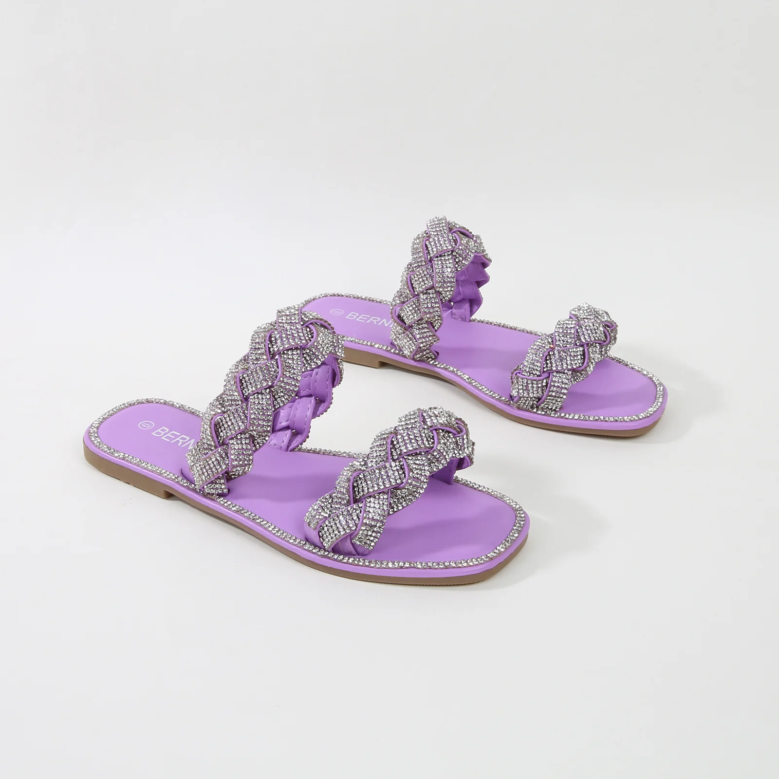 Maddy Rhinestone Braided Slide Sandals - Image 11