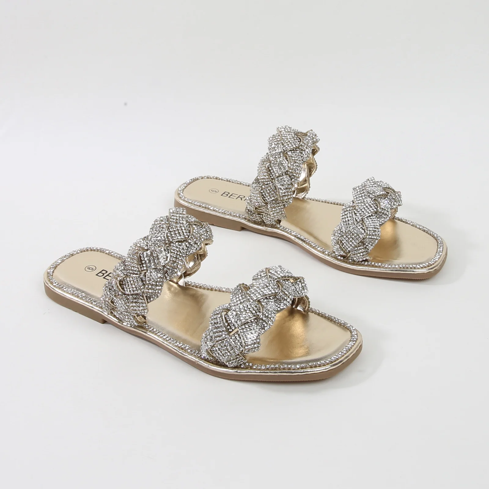 Maddy Rhinestone Braided Slide Sandals - Image 4