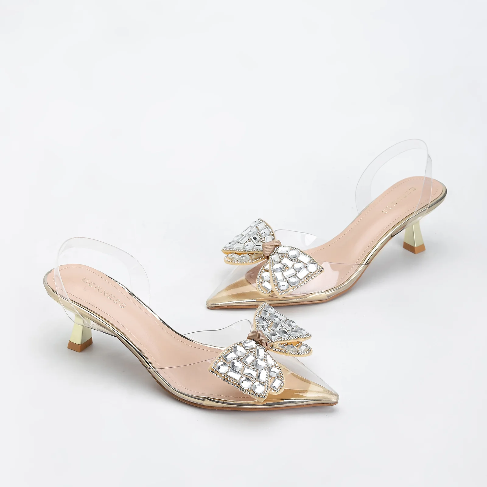 Maxi Clear Embellished Slingback Kitten Heels - Image 13
