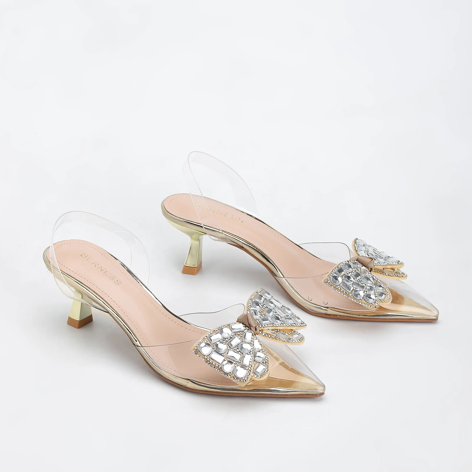 Maxi Clear Embellished Slingback Kitten Heels - Image 15