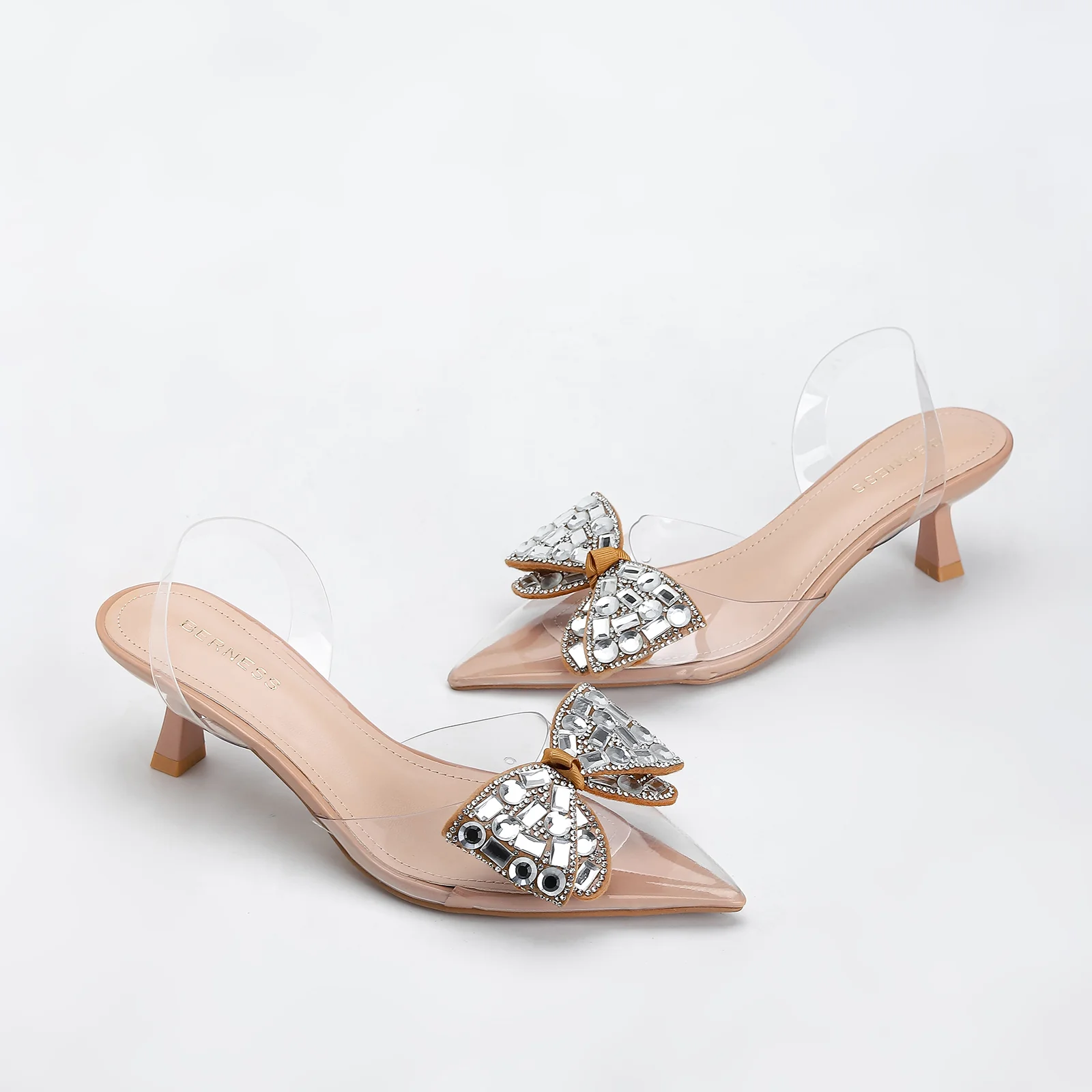 Maxi Clear Embellished Slingback Kitten Heels - Image 19
