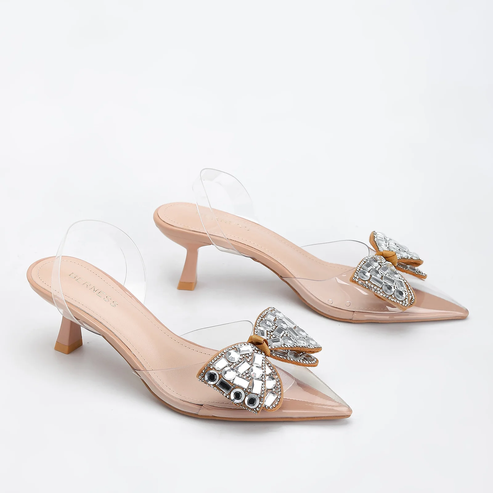 Maxi Clear Embellished Slingback Kitten Heels - Image 21