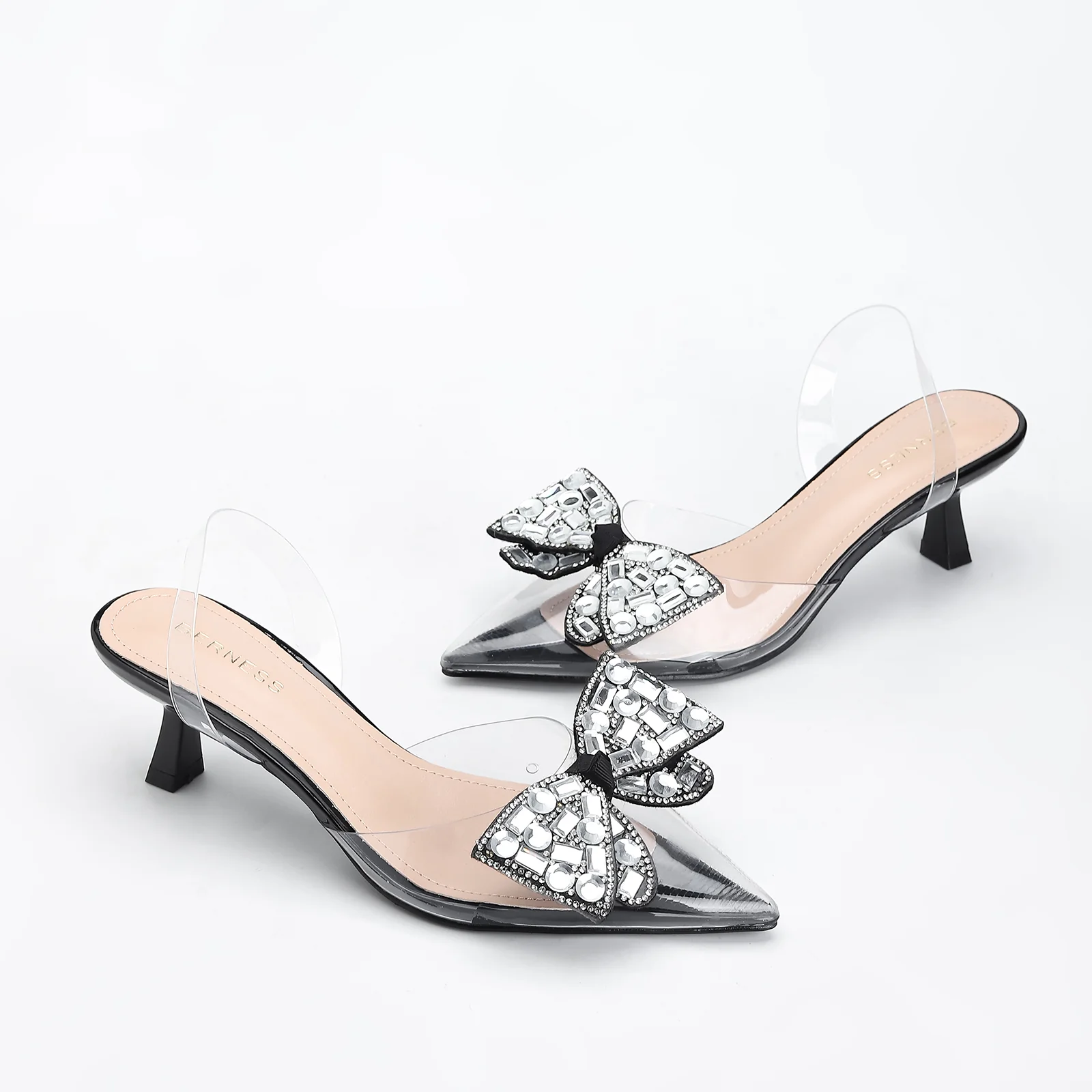 Maxi Clear Embellished Slingback Kitten Heels - Image 7
