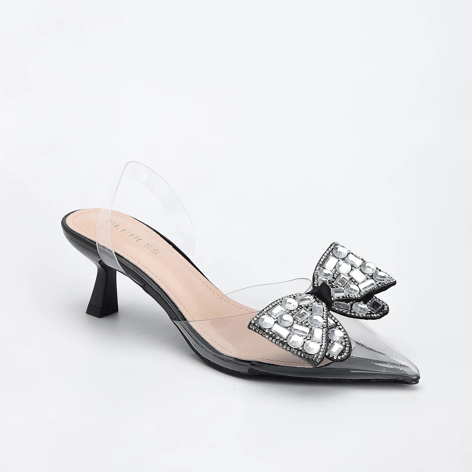 Maxi Clear Embellished Slingback Kitten Heels - Image 8