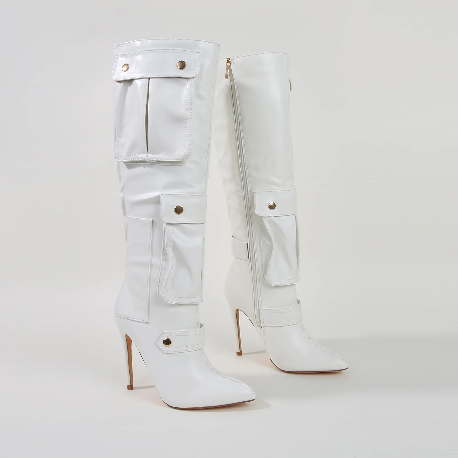 Mildred Heeled Pocket Detail Knee High Boots - Image 14