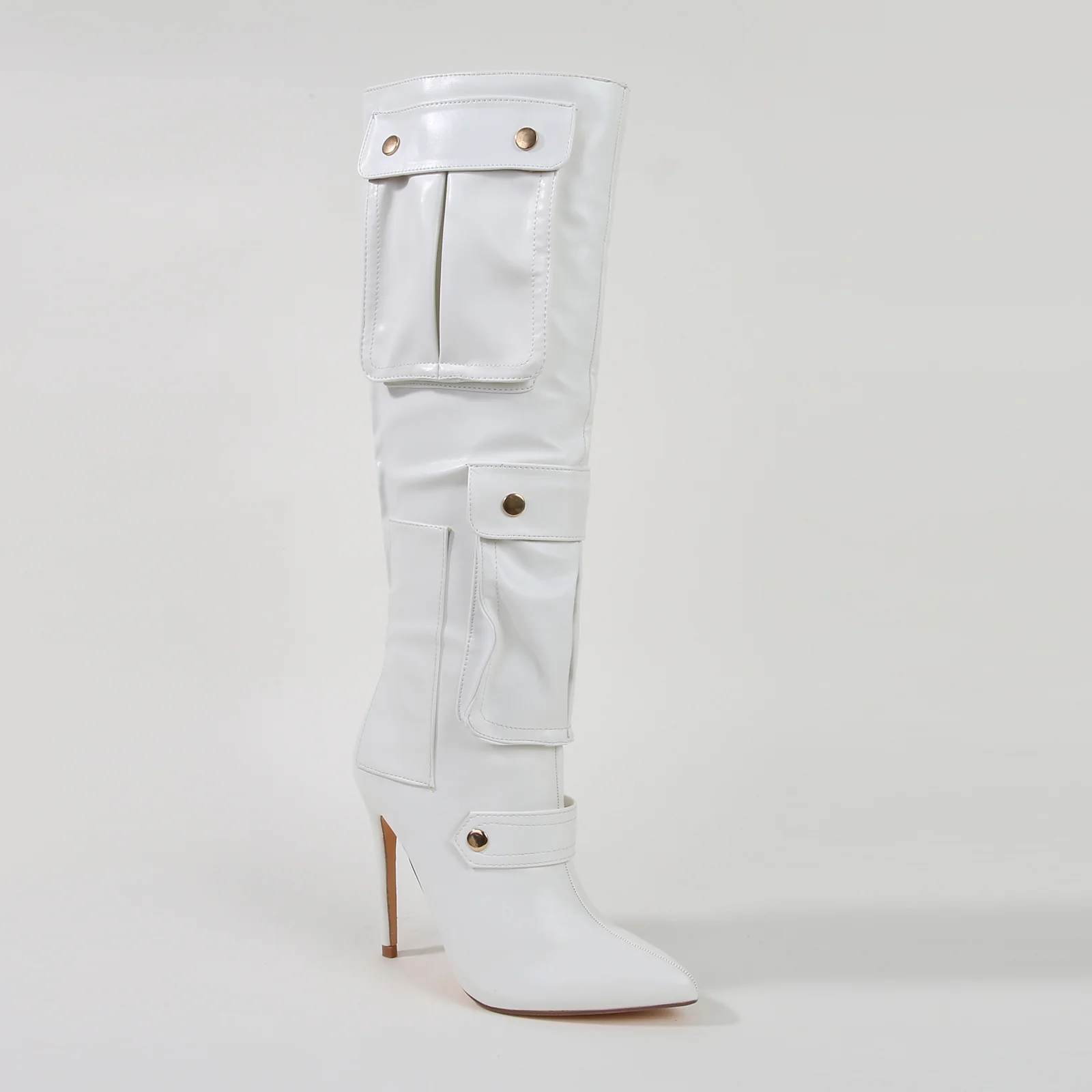 Mildred Heeled Pocket Detail Knee High Boots - Image 16