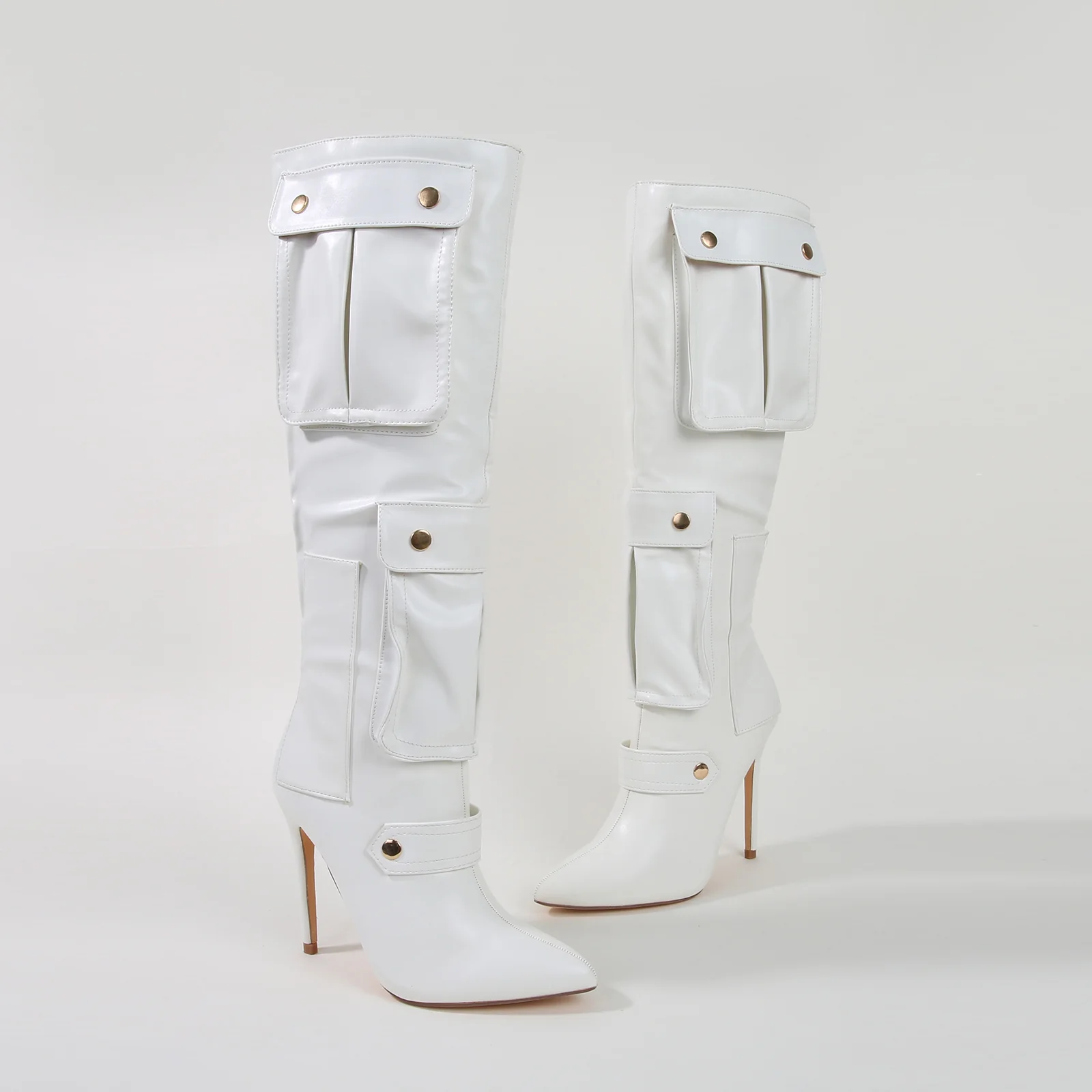 Mildred Heeled Pocket Detail Knee High Boots - Image 17